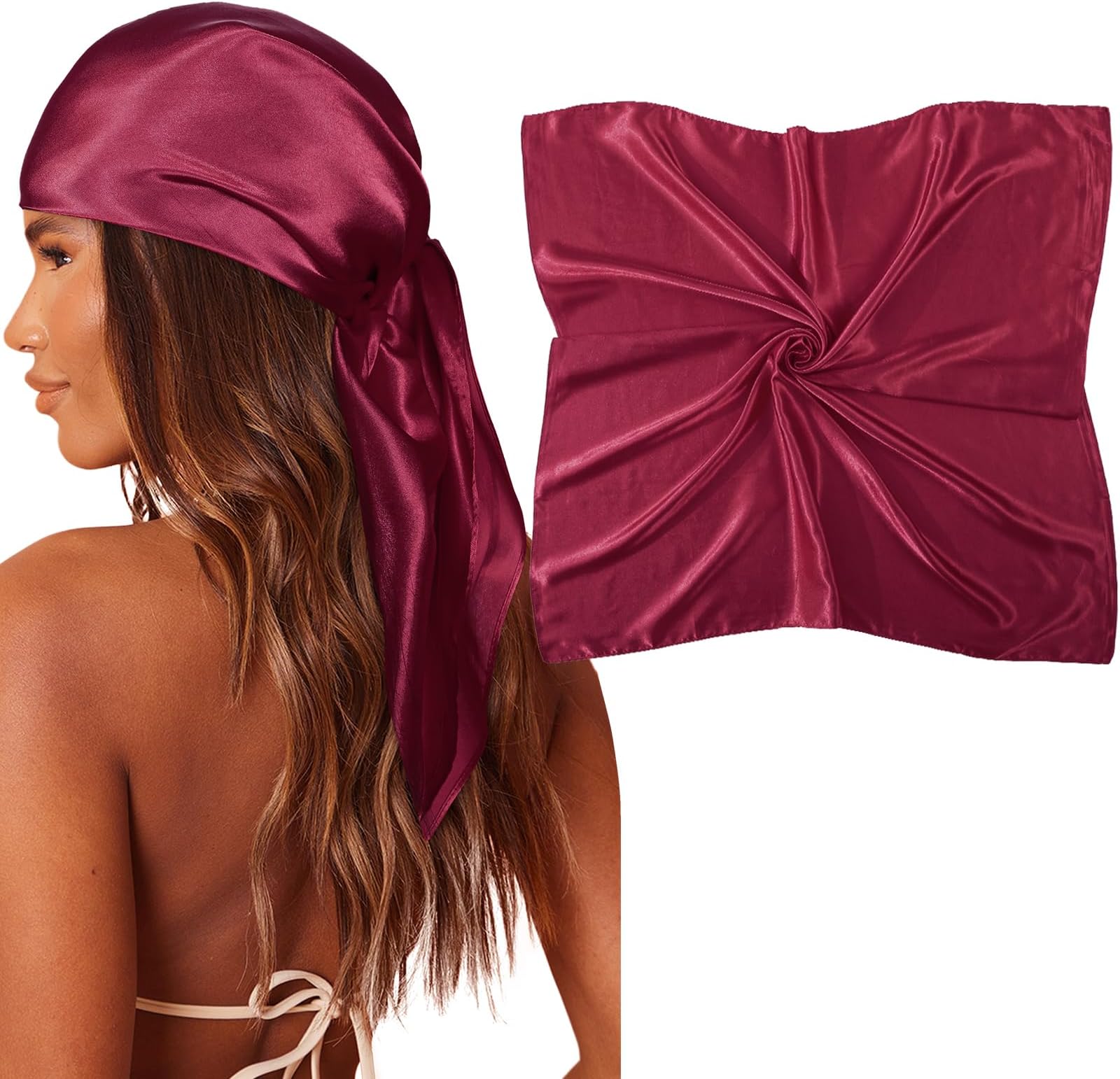 35" Large Square Satin Head Scarf - Silk Hair Scarf Square Hair Bandanas Large Scarf Sleeping Head Wraps for Women