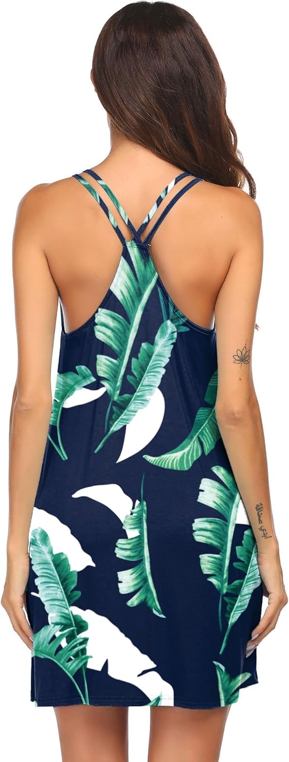 Ekouaer Women's V Neck Sleeveless Nightgown - Image 6