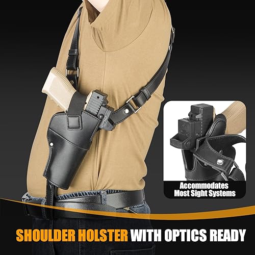 Miniatura 9 de Shoulder Holster for Concealed Carry,Yigerlee Adjustable Vertical Gun Holster with Double Magazine Pouch,Made from Soft Microfiber Leather, Fits