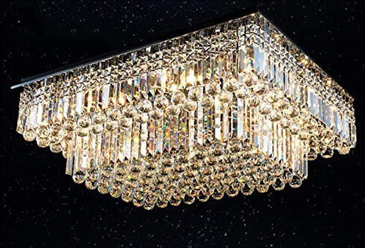Exclusive Discount 🔥 SILJOY Modern Rectangular Raindrop Crystal Chandelier Lighting Modern Flush Mount Ceiling Light Fixture for Dining Room Living Room L31.5 x W 23.6 x H14 🛒 Crazy Deals SILJOY Modern Rectangular Raindrop Crystal Chandelier Lighting Modern Flush Mount Ceiling Light Fixture for Dining Room Living Room L31.5 x W 23.6 x H14