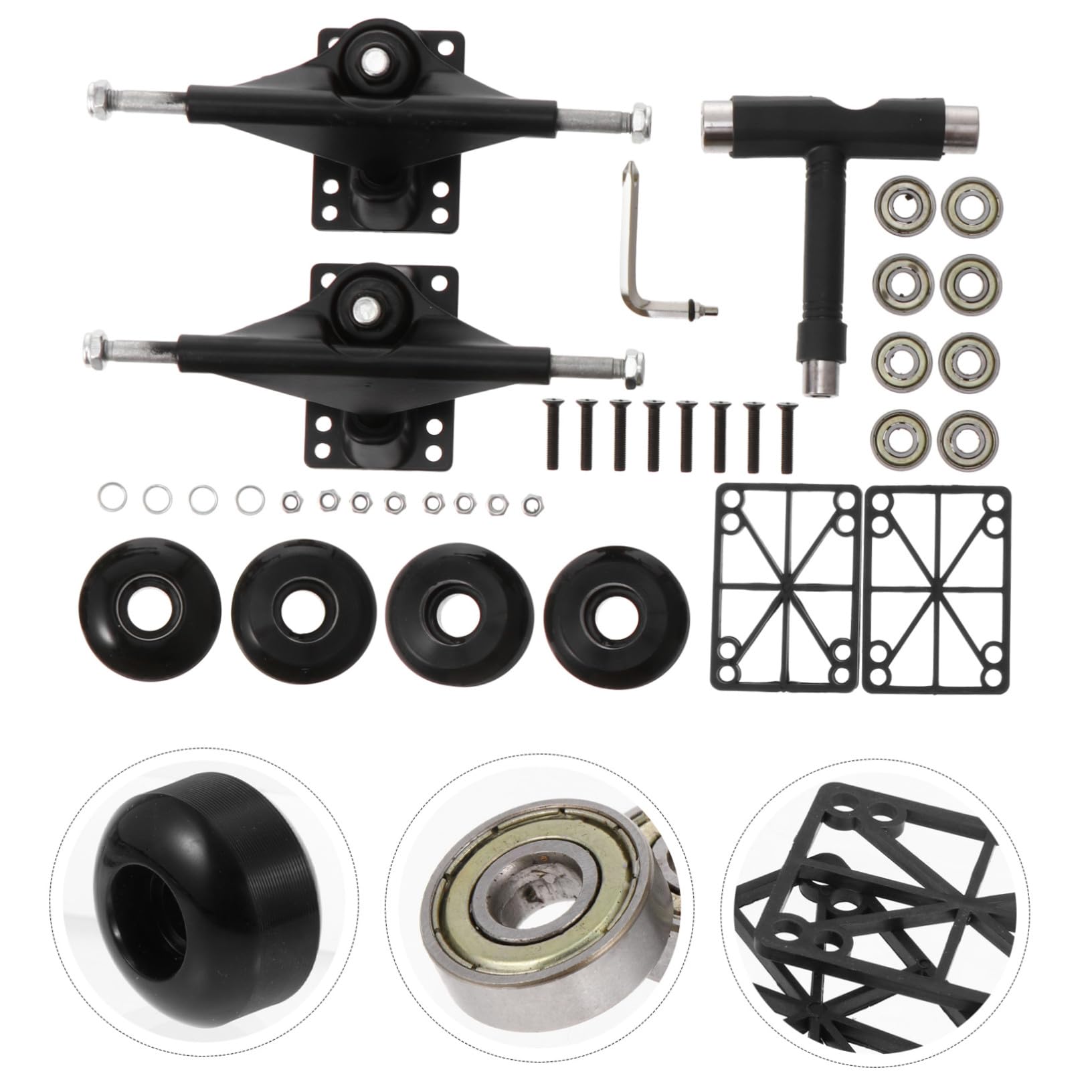 GALPADA Kit Complet de Pont de Skateboard Double Inclinaison 1 Set Noir
