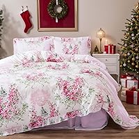 Vista 10 de FADFAY Juego de funda de edredón con estampado floral rosa rosa para niñas, 4 piezas, tamaño individual XL