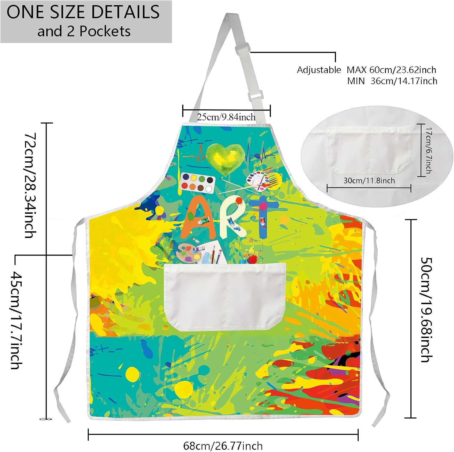 MBMSO Painting Artist Apron with Pockets Artist Painter Gifts Art Lover Gift for Art Teacher Student Painter Apron Waterproof image 2