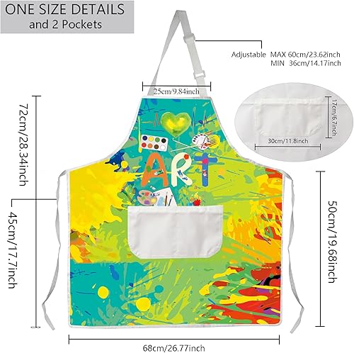 Miniatura 2 de MBMSO Delantal de artista de pintura con bolsillos, regalos para pintores, amantes del arte, regalo para profesores de arte, estudiantes, pintor,