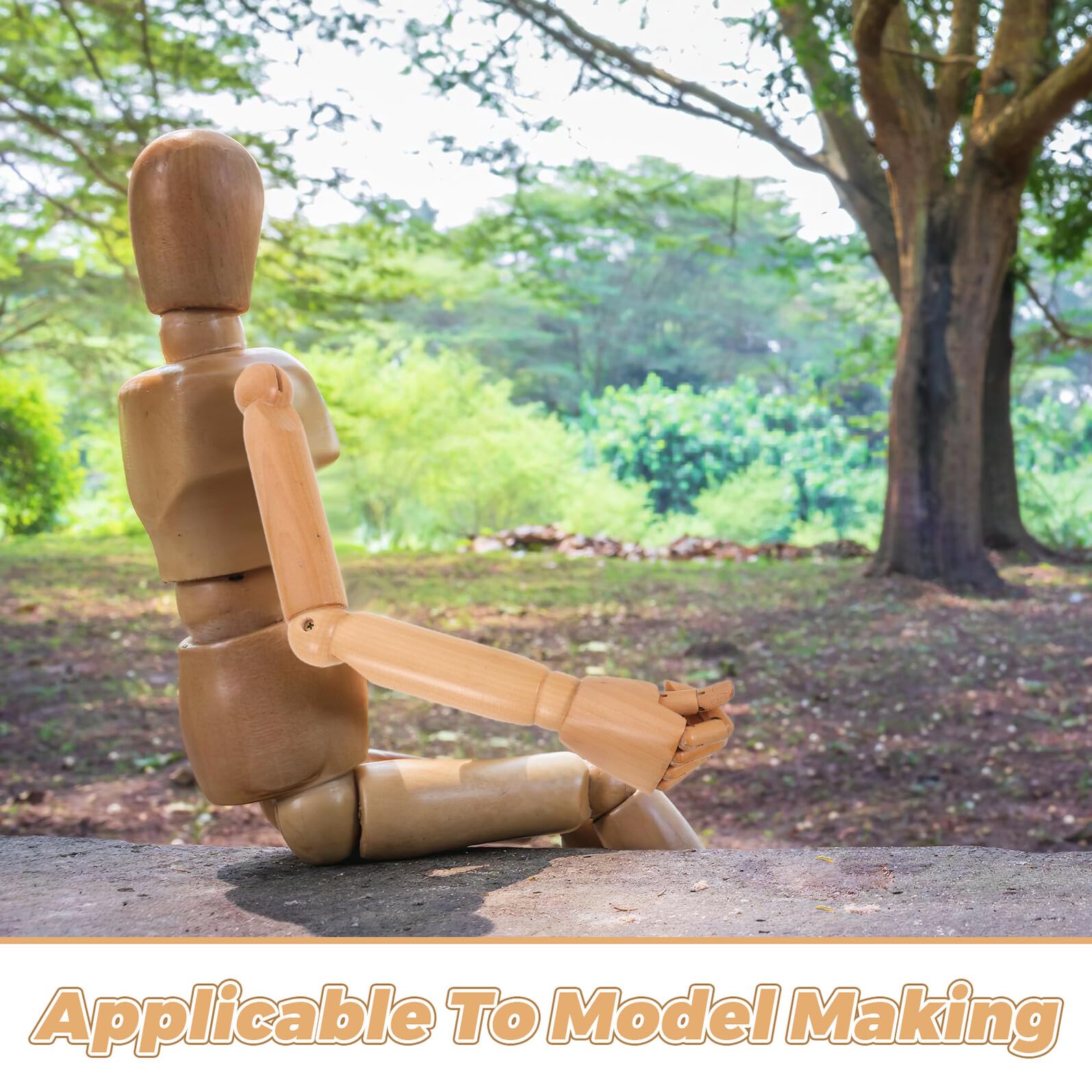 Cabilock Accesorio de Madera para Muñeco con Brazo Articulado Móvil | 1 Par, Color Caqui, Superficie Lisa, Juntas Móviles y Posición Flexible, para Maniquí y Títere