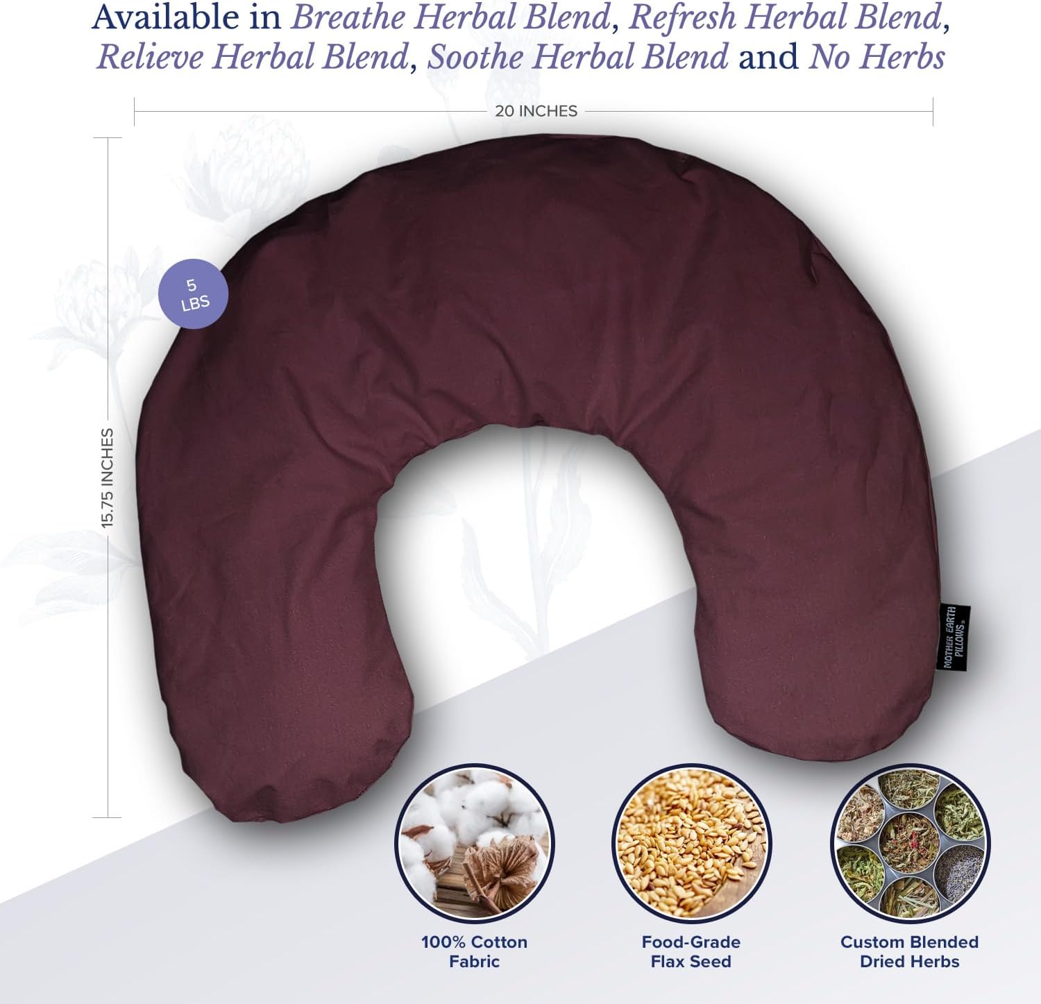 Mother Earth Pillows Extra Large Triggerpoint Pillow for Neck and Shoulders (Eggplant - Relieve Herbal Blend)