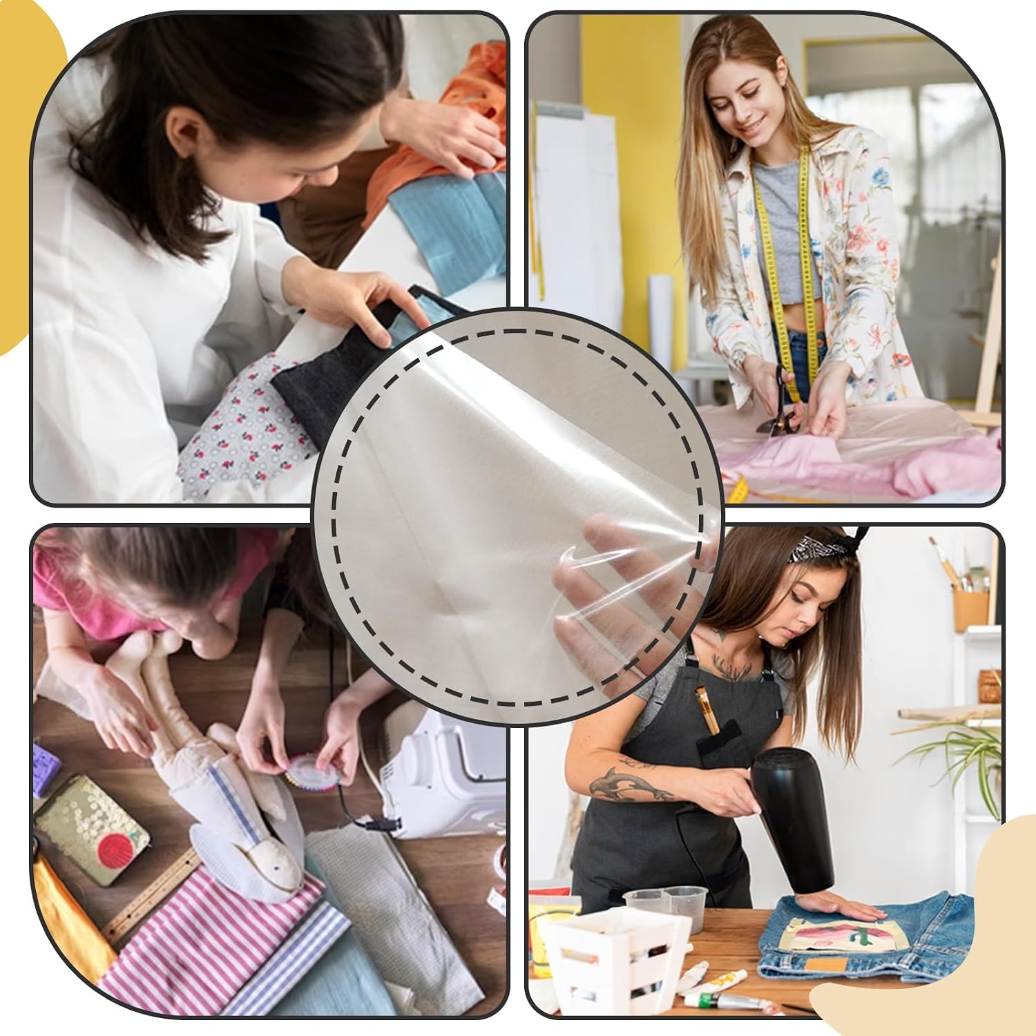 Iron On Adhesive Sheets 20PCS, Heavy Weight Double-Sided Heat Melt Fabric Glue Sheet, A4 Size Fusible Adhesive Sheets, Press-on Patch Iron On Tape, Fusible Interfacing for Sewing, Heat and Bond