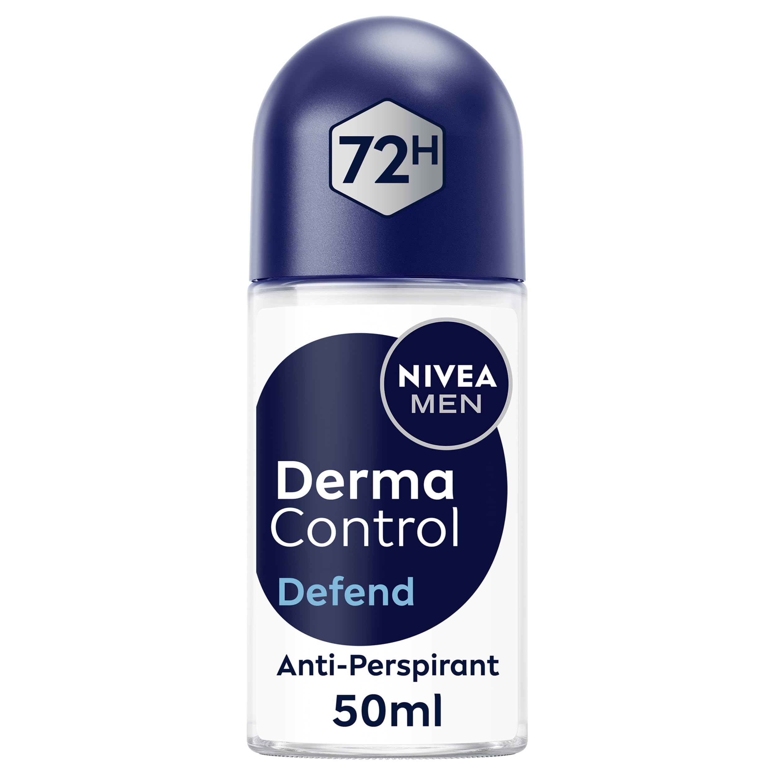 NIVEA MEN Derma Control Defend Anti-Perspirant Roll-On 50ml – Extra-Strong Protection Against Heavy Sweating, Up to 48h Dryness for Excessive Perspiration, Alcohol-Free & Skin-Compatible for Men