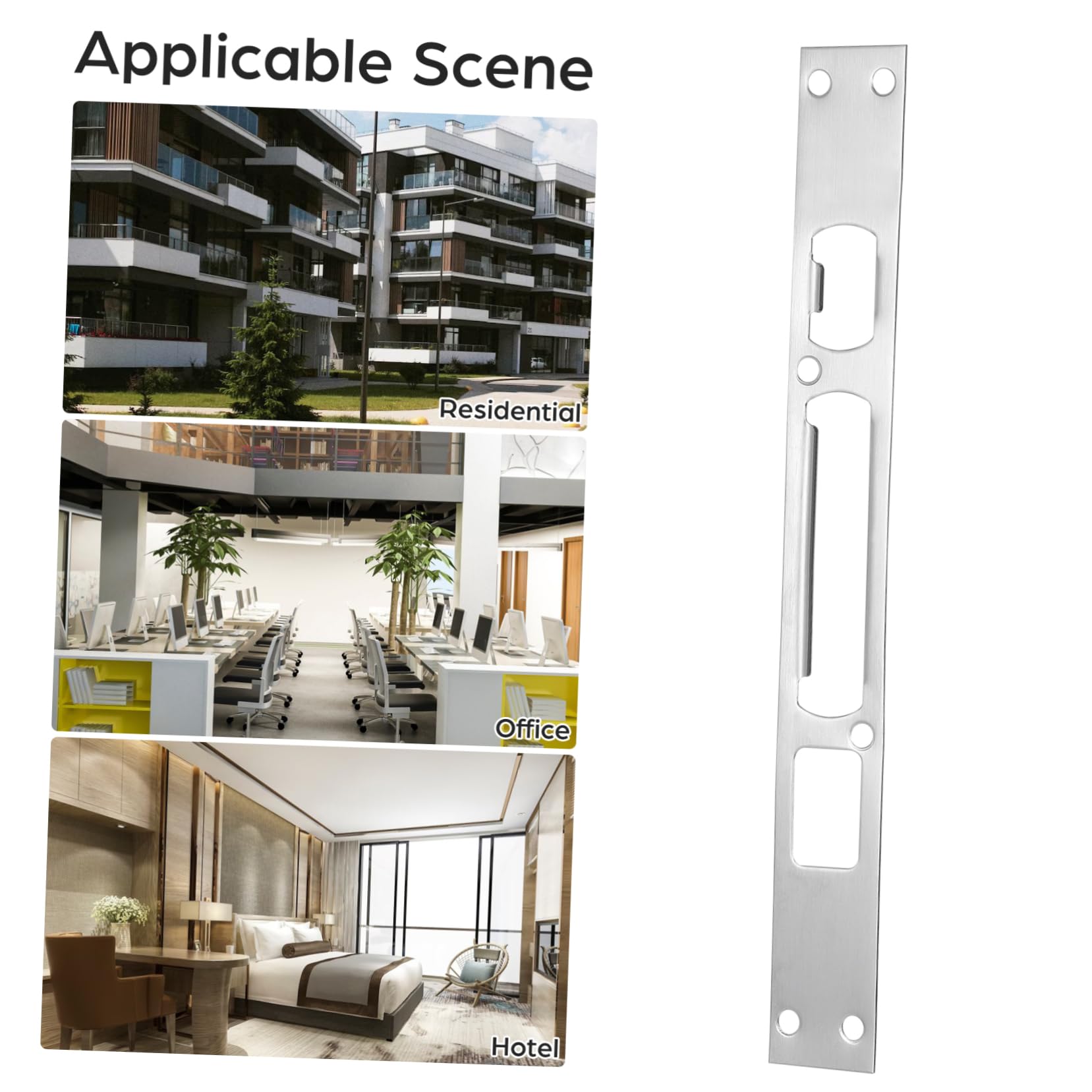 OSALADI 18pièces Plaques De Renforcement De Sécurité Pour Portes Acier Inoxydable Gâches Longues Pour Serrures De Porte Protection Améliorée Les