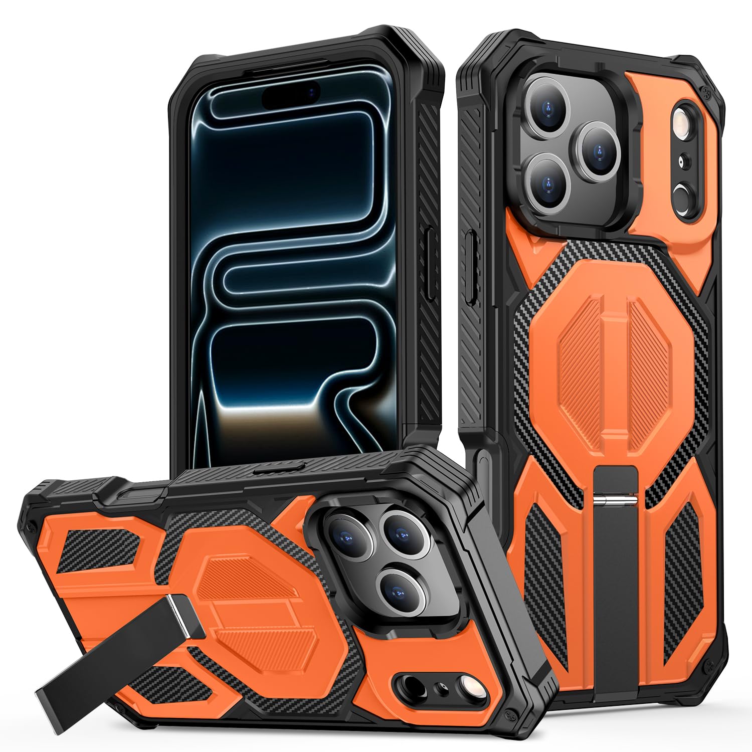Photo 1 of EMMPITU iPhone 17 Pro Max Case with Kickstand - Orange