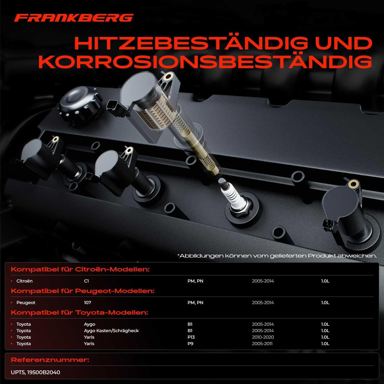 Frankberg 3 bobine di accensione + 3 candele 19500B2040 | Compatibile con: 23:07 PN, Aygo B1, C1 PM PN, Yaris P13, Aygo Box/Hatchback B1, Yaris P9