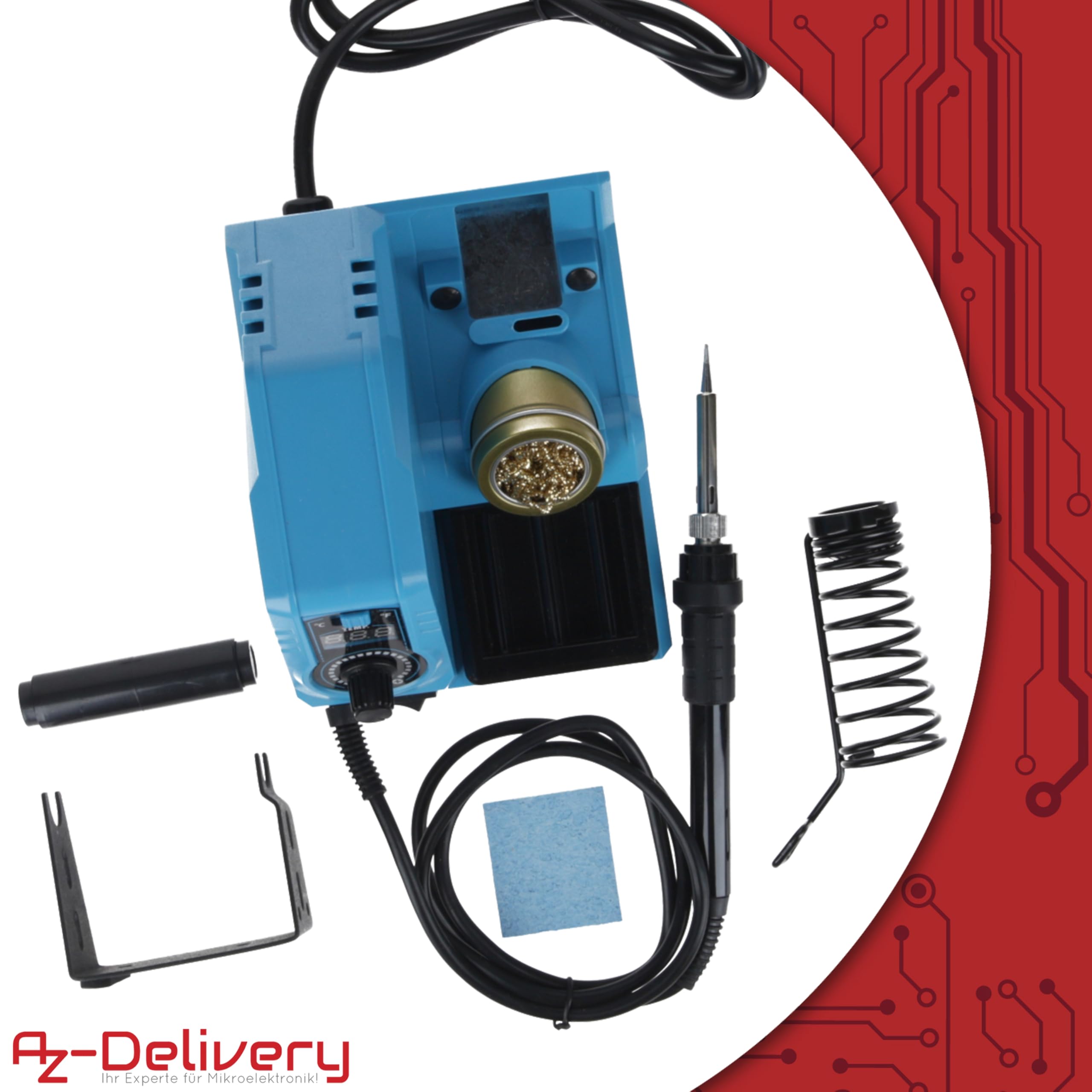 AZ-Delivery Lötstation 926LED V3 Lötkolben-Kit, 130W, einstellbar 200°C bis 480°C, inklusive steckbarem Lötkolbengriff, Lötständer, Lötspitzenreiniger & hitzebeständigem Reinigungsschwamm