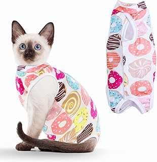 Cat Recovery Suit, Cat Surgery Recovery Suit for Abdominal Woundsor or Skin Diseases, Cat Clothes for Indoor Cats, Cat Onesie Post Surgery E-Collar Alternative for Cats After Surgery (L)