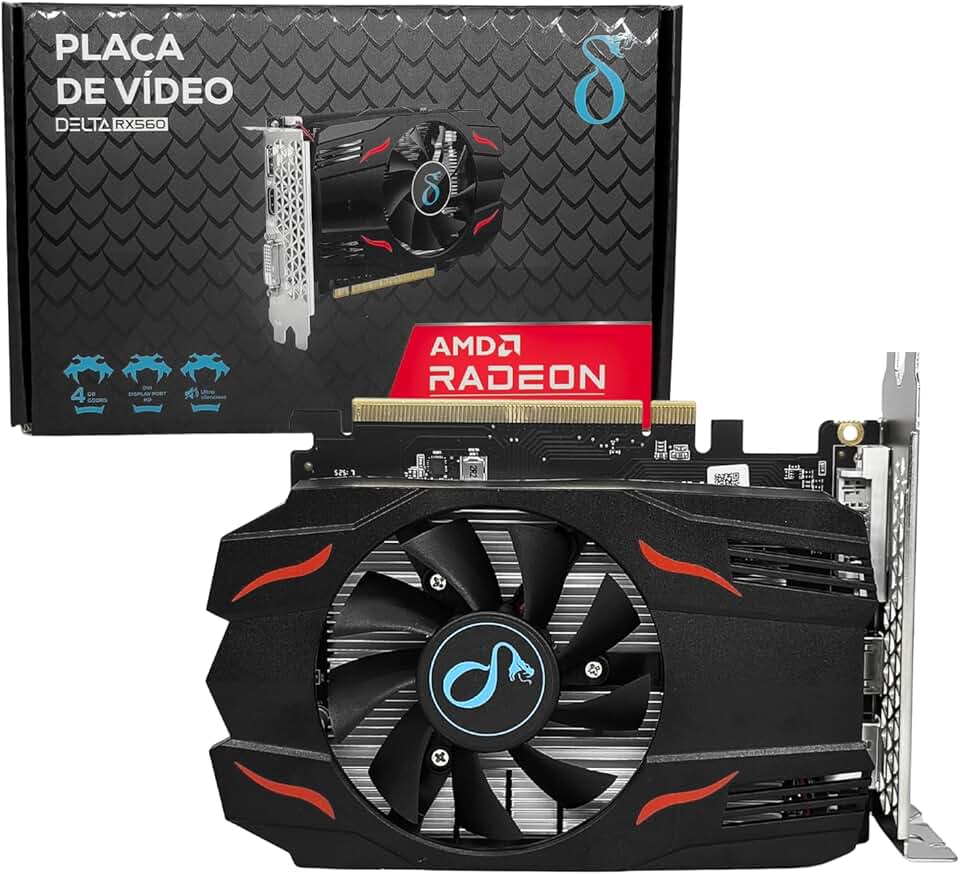 Placa de Vídeo Gamer AMD Radeon RX 560, 4GB GDDR5 128 Bits, Single-Fan Clock 1300MHz - DisplayPort, HDMI e DVI
