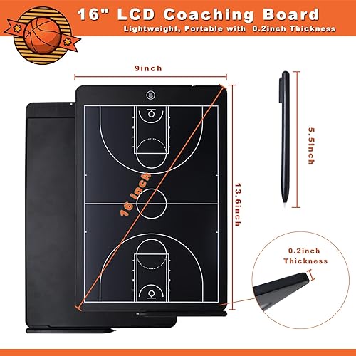 Miniatura 6 de Tablero de marcador táctico de entrenamiento con pantalla LCD de 16 pulgadas, tablero electrónico con lápiz capacitivo, con función de bloqueo, para