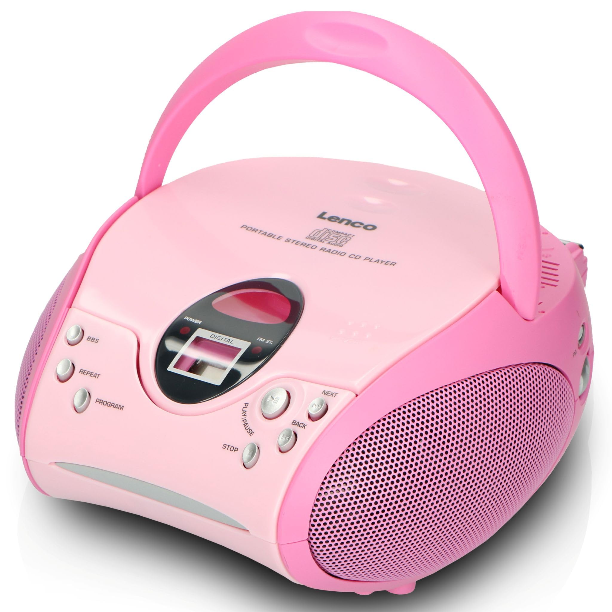 Lenco SCD-24 PINK - CD Player - Radio-CD Player - auch für Kinder - Tragbar | SCD-24 - CD Spieler - Stereo - LCD - Display - Kopfhöreranschluss - Batterie u. Netzbetrieb - rosa