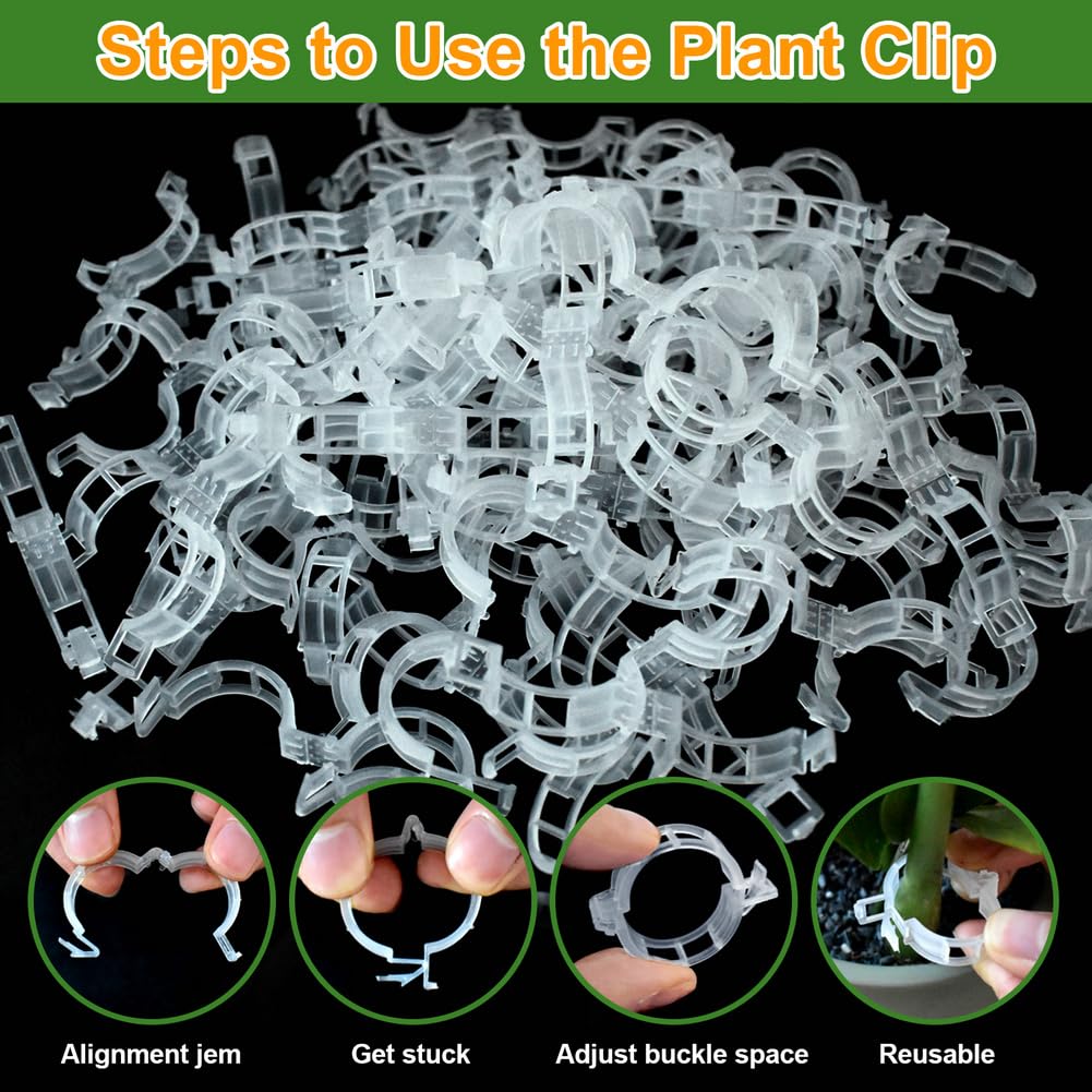 200 Stück Pflanzenstützen-Gartenclips, Tomatenclips, Ernte-Clips für Weingemüse, Befestigung von Tomaten, Paprika, Auberginen, lässt Pflanzen aufrecht und gesünder wachsen