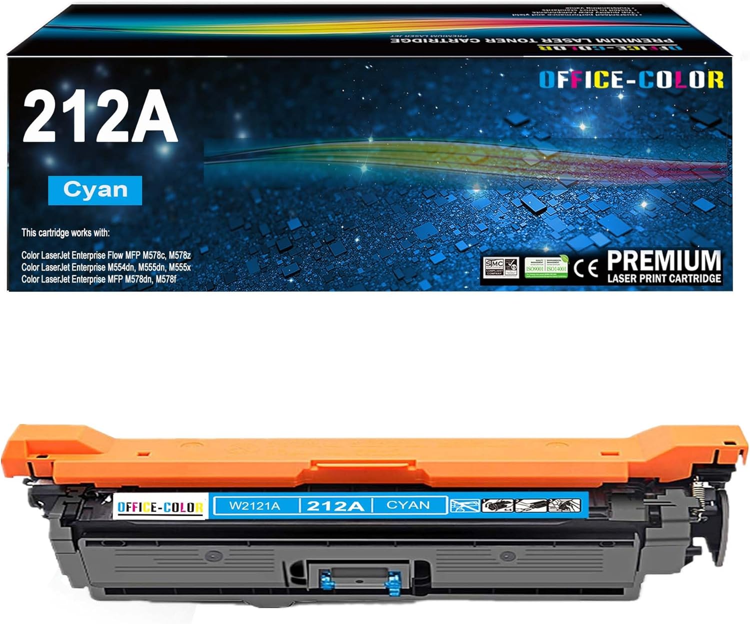 212A Cyan Toner Cartridge Replacement for HP 212A W2121A for HP Color LaserJet Enterprise M554, M555 Series, Color LaserJet Enterprise MFP M578 Series