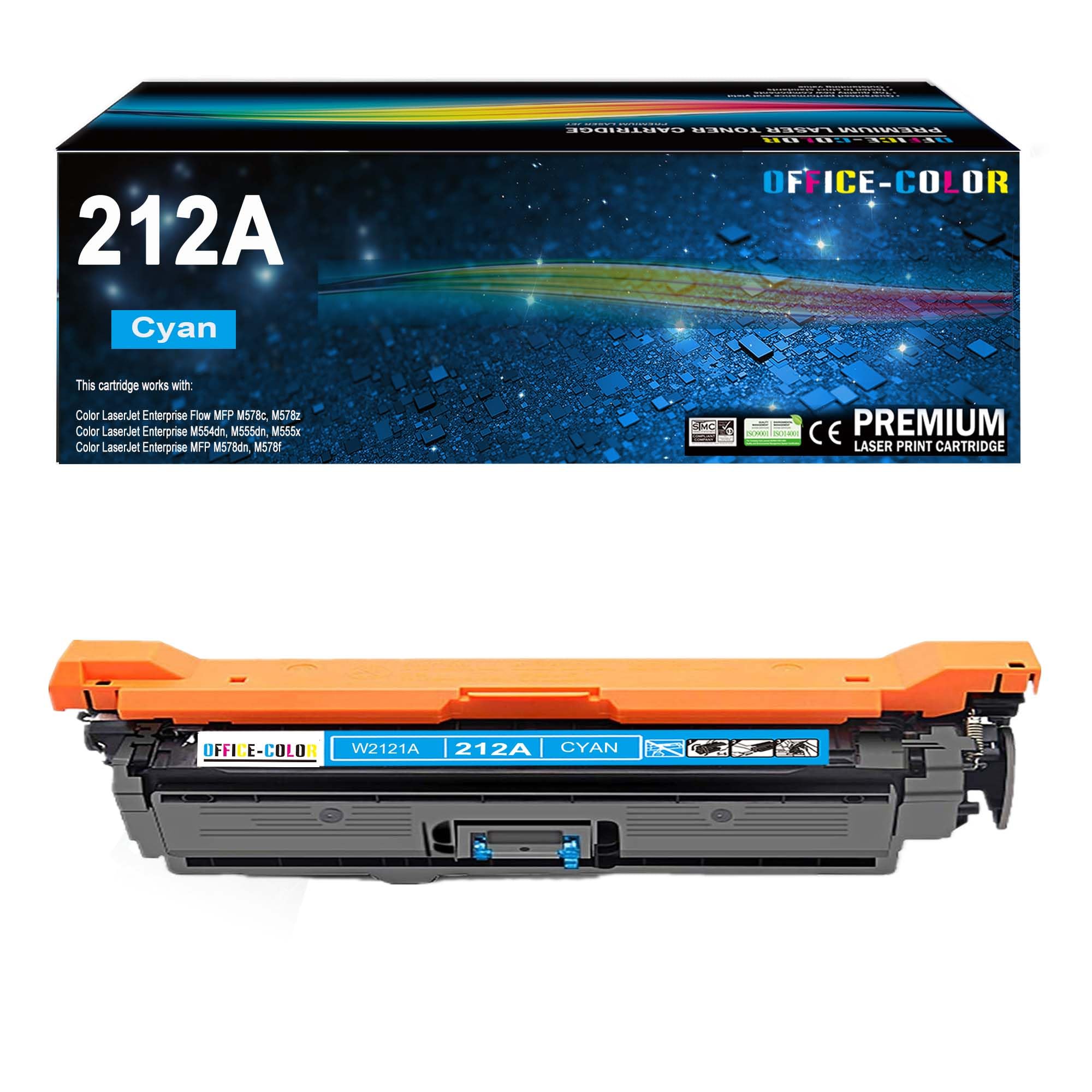 212A Cyan Toner Cartridges Replacement for HP 212A W2121A M554, M555 M578