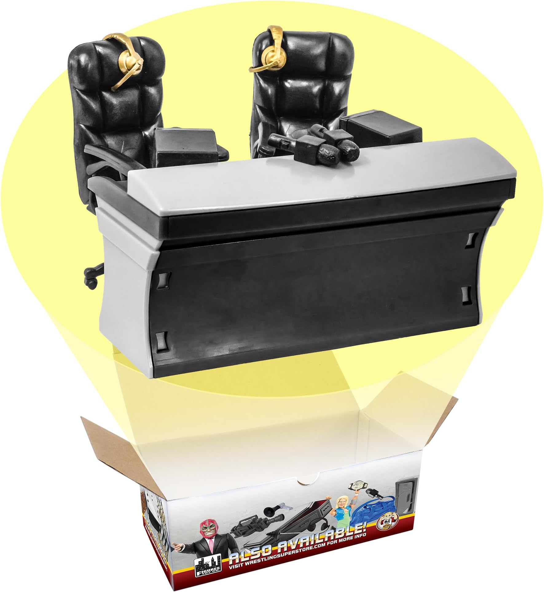 Ultimate Black Commentator Table Playset for Wrestling Action Figures