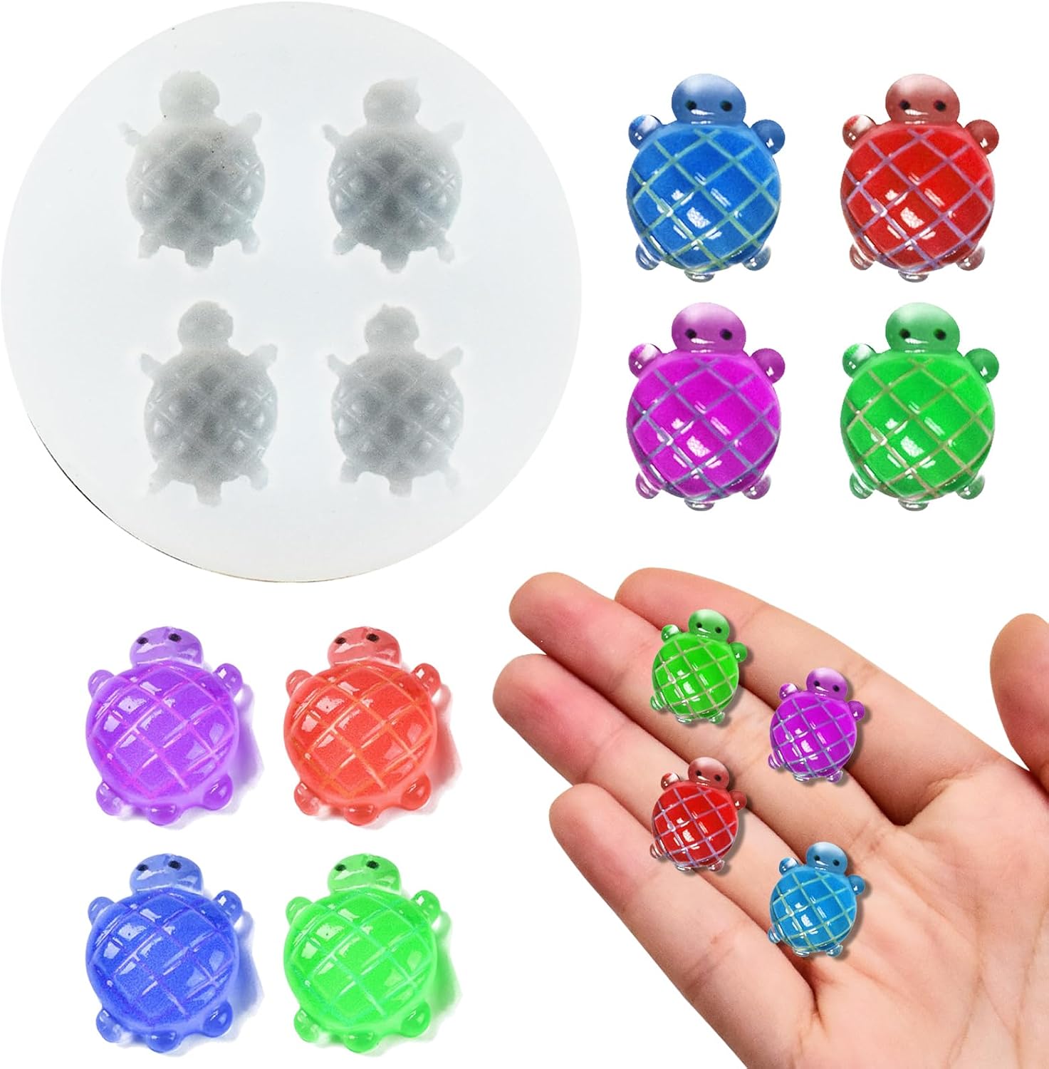 Mini Cute Sea Turtle Shape Resin Silicone Molds 3D Ocean Animal Epoxy Casting Molds for DIY Micro Resin Fairy Garden Dollhouse Miniatures Landscape Decor