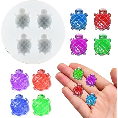 Mini Cute Sea Turtle Shape Resin Silicone Molds 3D Ocean Animal Epoxy Casting Molds for DIY Micro Resin Fairy Garden Dollhouse Miniatures Landscape Decor