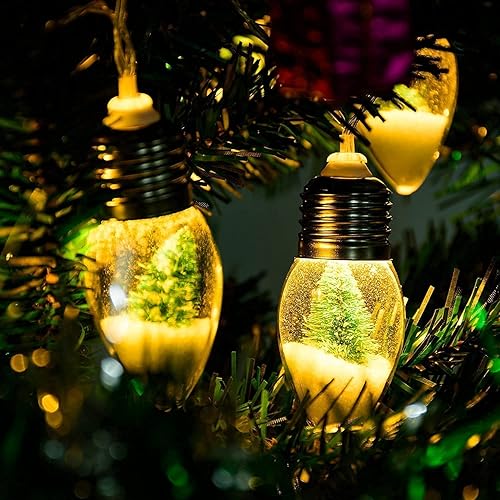 Miniatura 2 de HFXXAD Guirnalda de luces de globo de nieve para árbol de Navidad de 26 pies, 20 bombillas LED transparentes para dormitorio, boda, decoración de