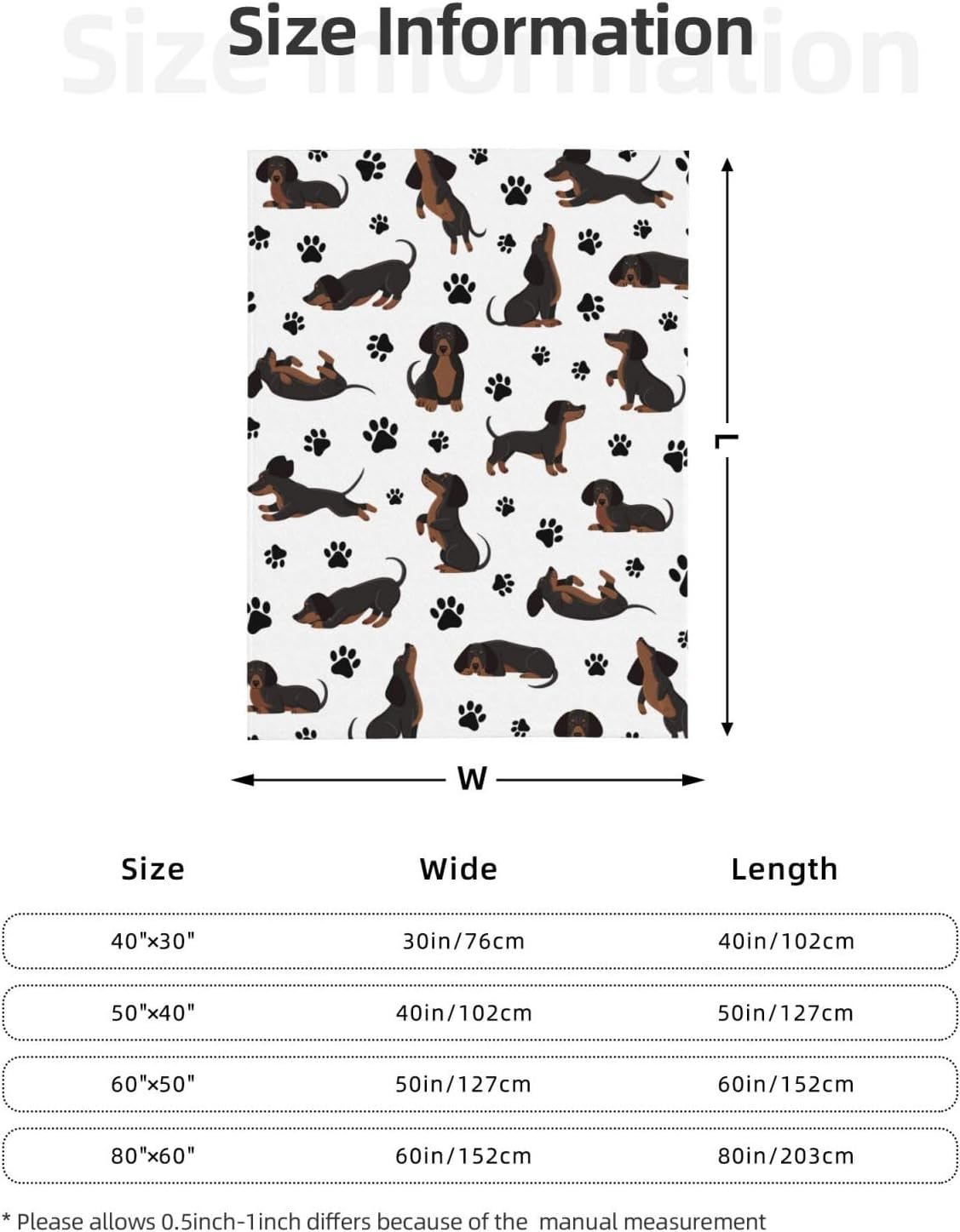 Dachshund Dog Blanket, Weiner Dog Throw Flannel Soft Cozy Lightweight Blankets for Sofa Couch Bed Home, Pets Lover Gifts L 80"X60" Adults