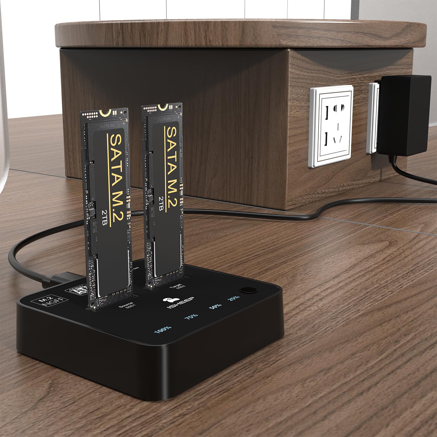 Dual bay Docking station M.2 SATA SSD clone con funzione duplicatore lettore.H016S
