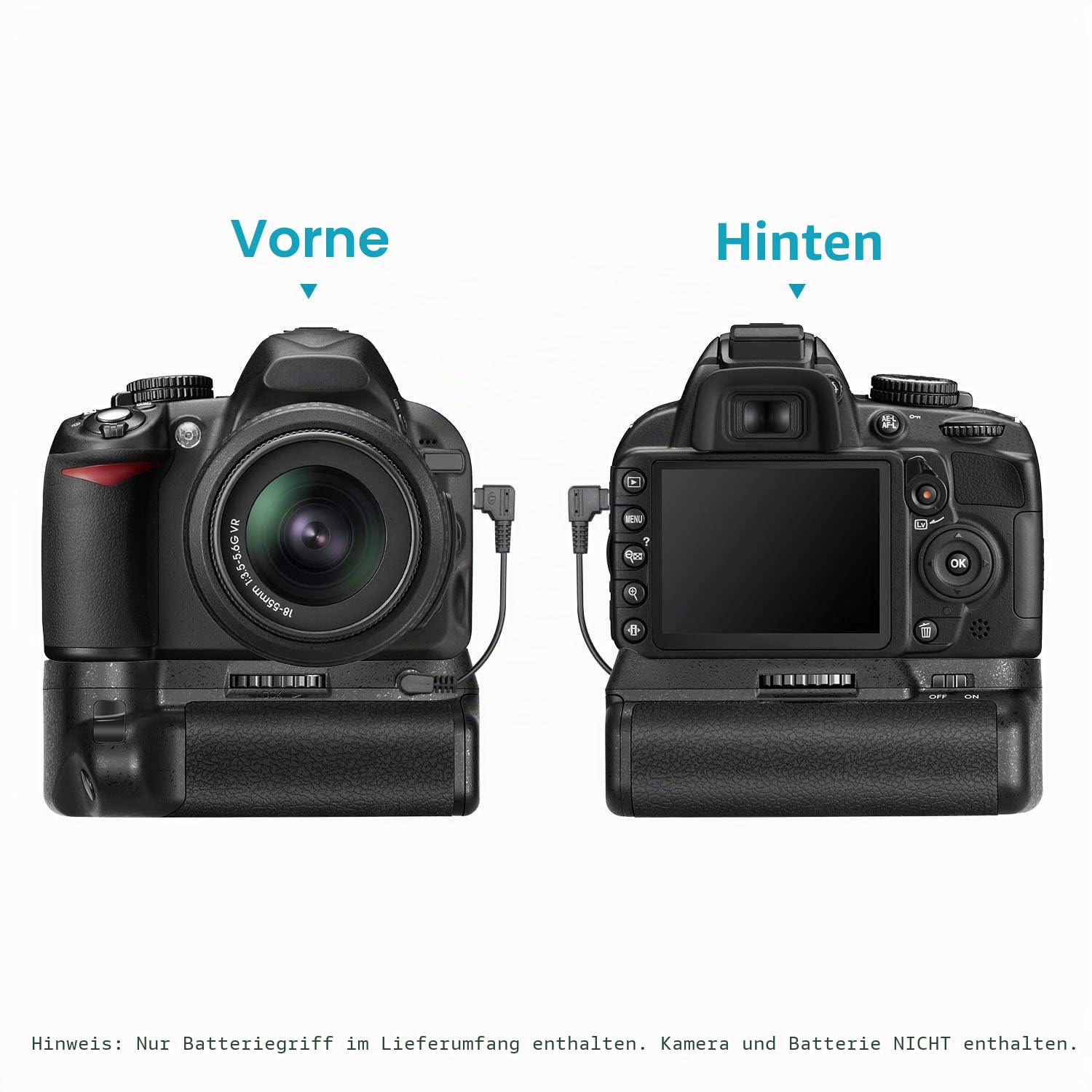NEEWER Professional Vertikaler Batteriegriff Akkugriff Battery Grip wie der Nikon BG-2F für Nikon D3100/D3200/D3300 Digitalkamera, kompatibel mit Akku EN-EL14