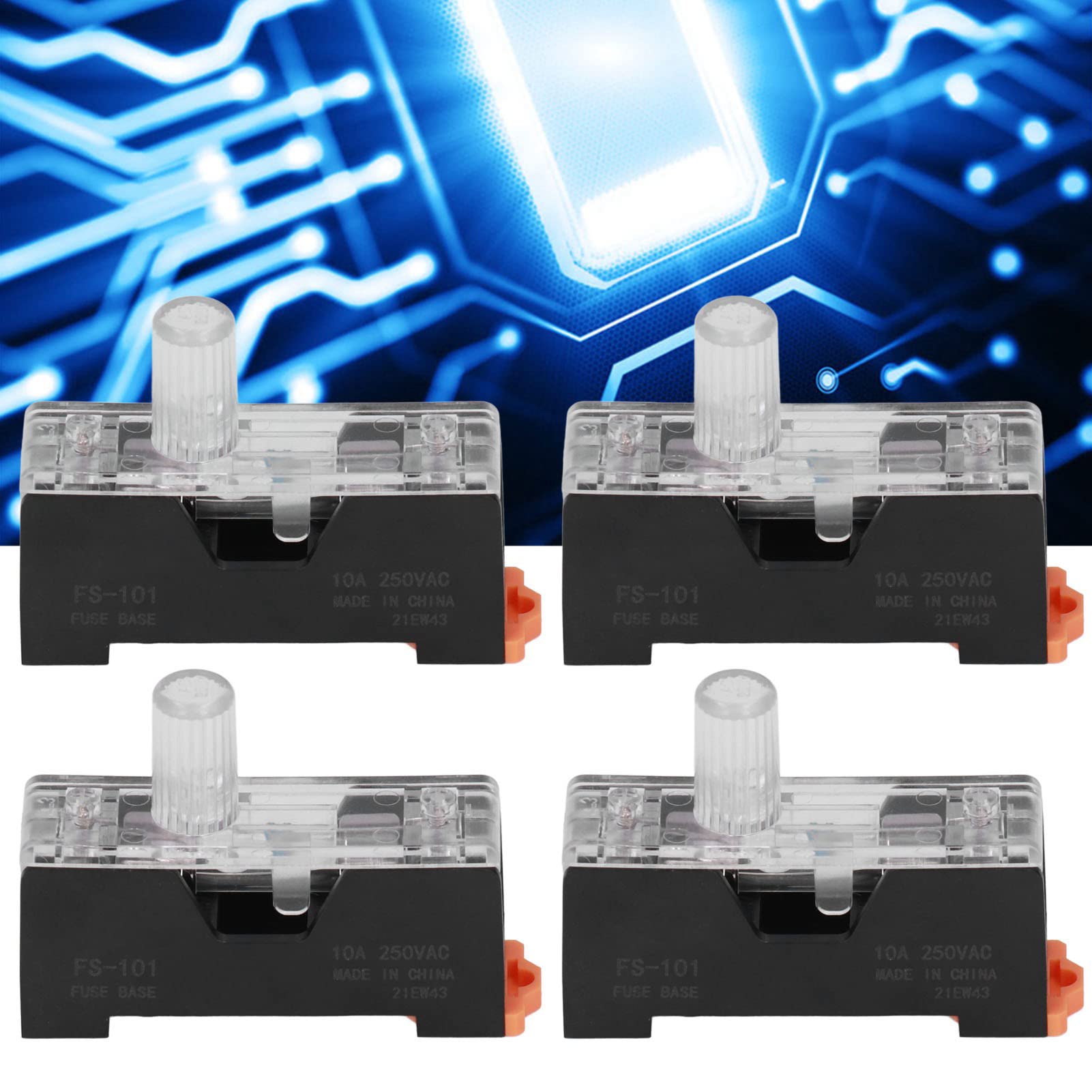 ViaGasaFamido Portafusibile su Guida DIN Fusibile da 10A 250V 6x30mm 20