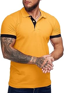 Men's Short Sleeve Casual Slim Fit Polo Shirts Basic Designed Classic Cut Cotton Shirts