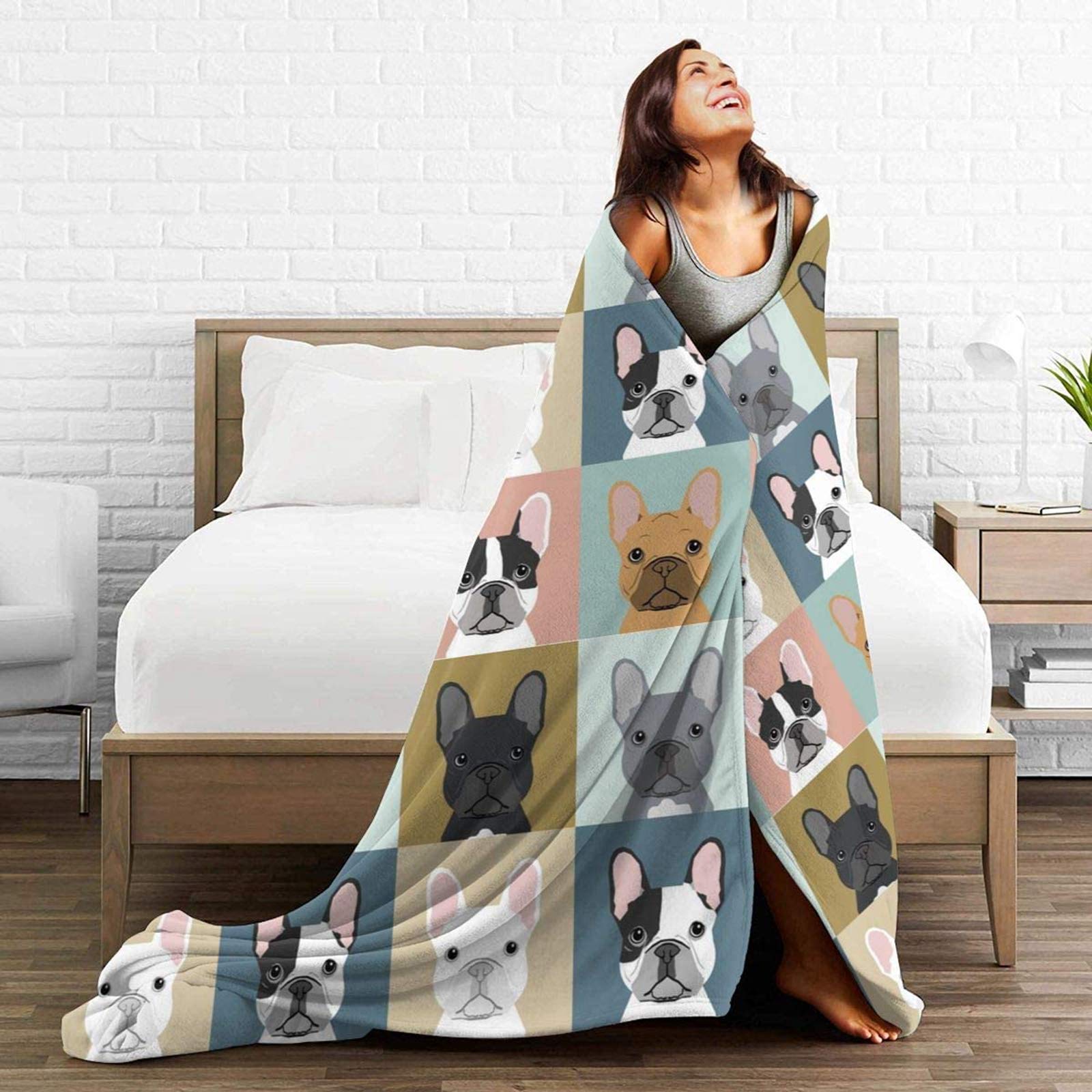 Flanell-Überwurfdecke Mit Französischer Bulldogge – 127 X 152 Cm, Weich & Kuschelig