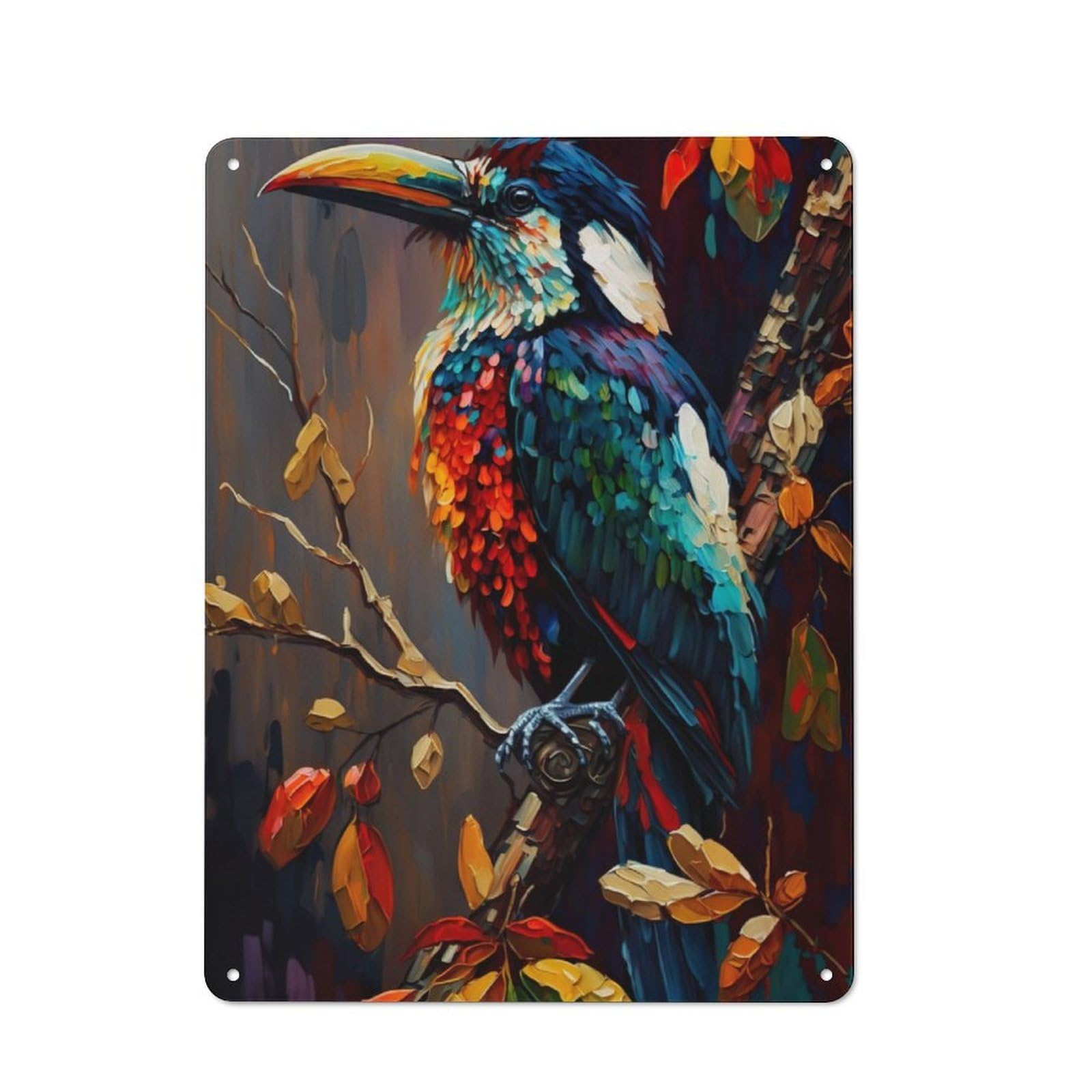 Junmoney Jungle Bird For Lounge Or Reading Corner, Rustic Tin Sign 40X30cm, For Home Interiors, Feature Walls And Decorative Displays