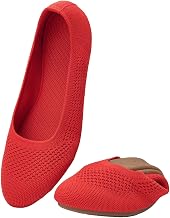 Puxowe Ballerina Women's Round Knit Pointed Flat Shoes Comfort Wedge Low Slip On Walking Dress Shoes for Women Soft