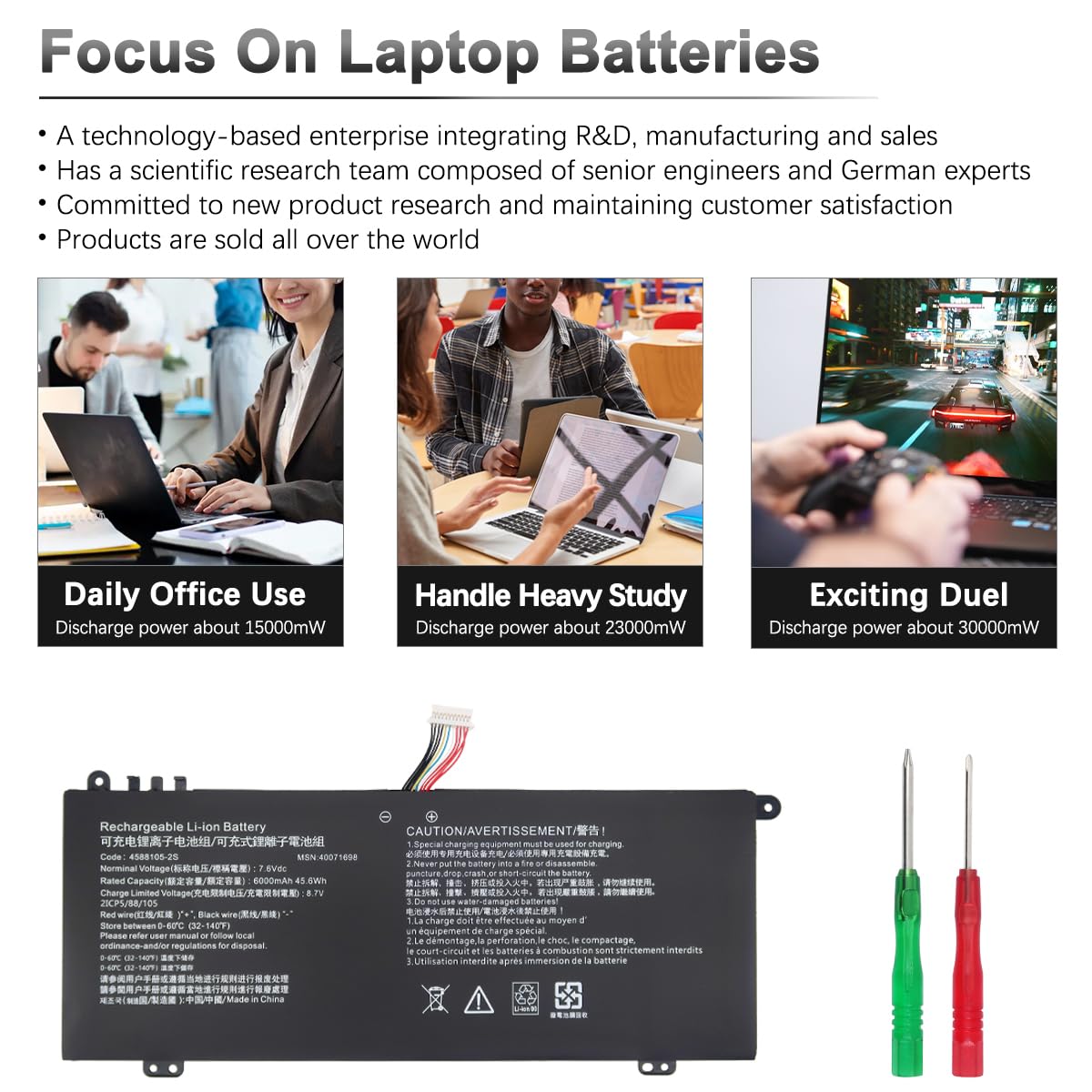 4588105-2S 4588106-2S Batería para Dynabook Satellite Pro C50-G C50-J C50-E C50-H C40-G C40-H C40-J CS40L CS50L, para MEDION Akoya E15403 40071698 40072215 4588106 7.6V 6000mAh