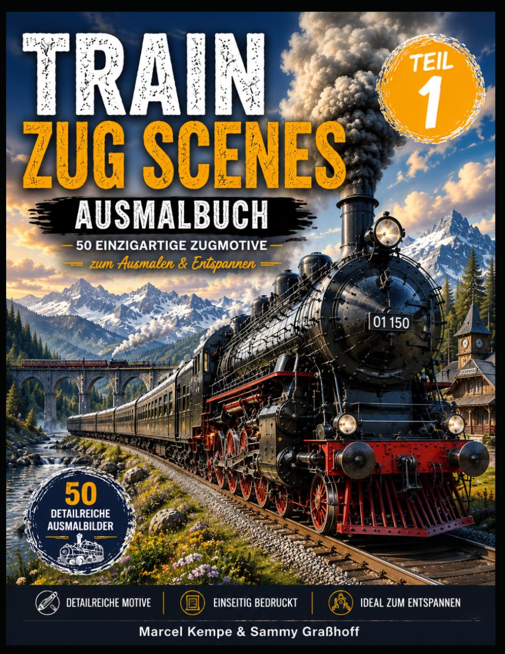 Train Scenes - Zug Szenen Ausmalbuch / Coloring Book