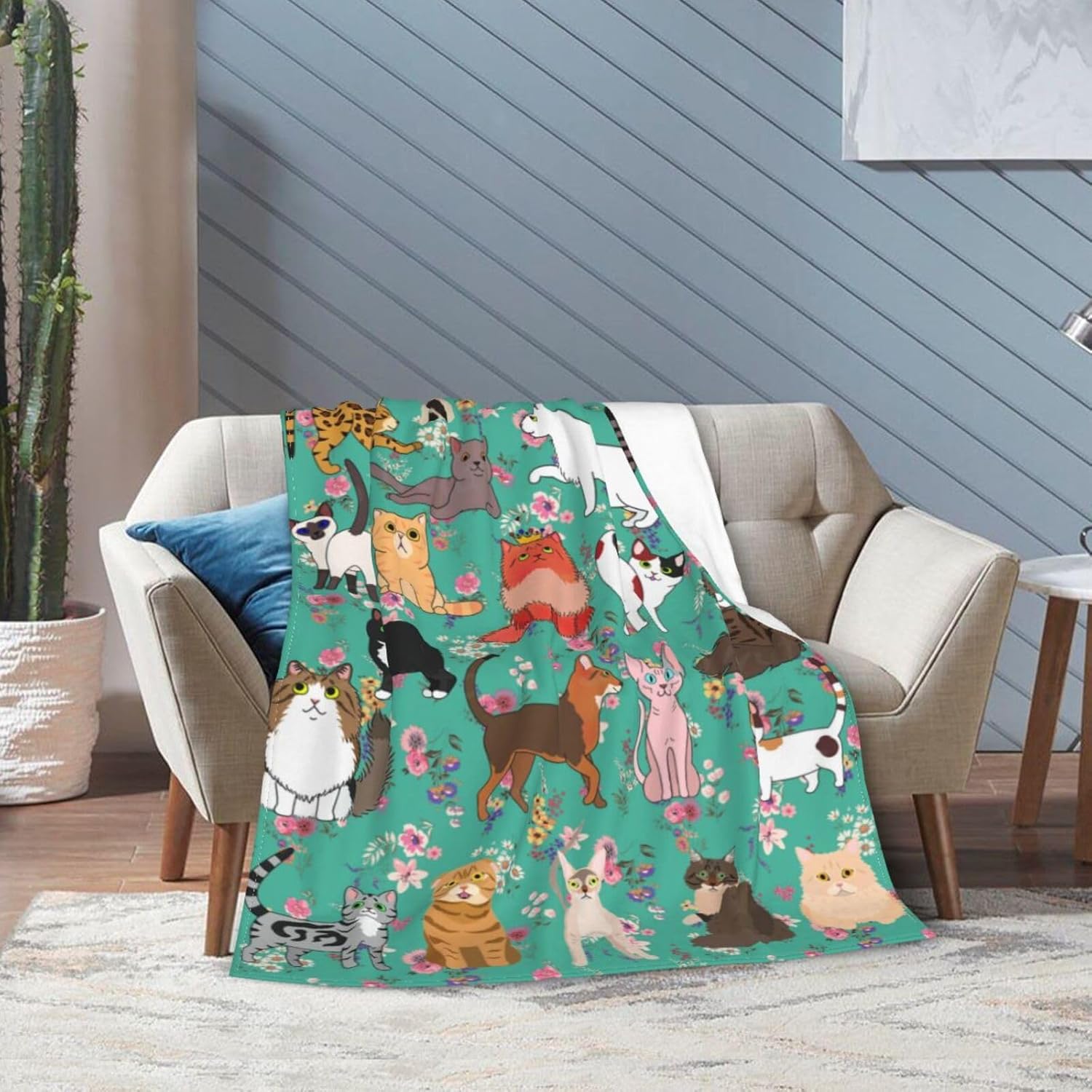 Cat Gifts Blanket 50"X40" Bed Throw Blanket Soft Lightweight Cozy Warm Blankets for Kids Teens Men Women - Image 8