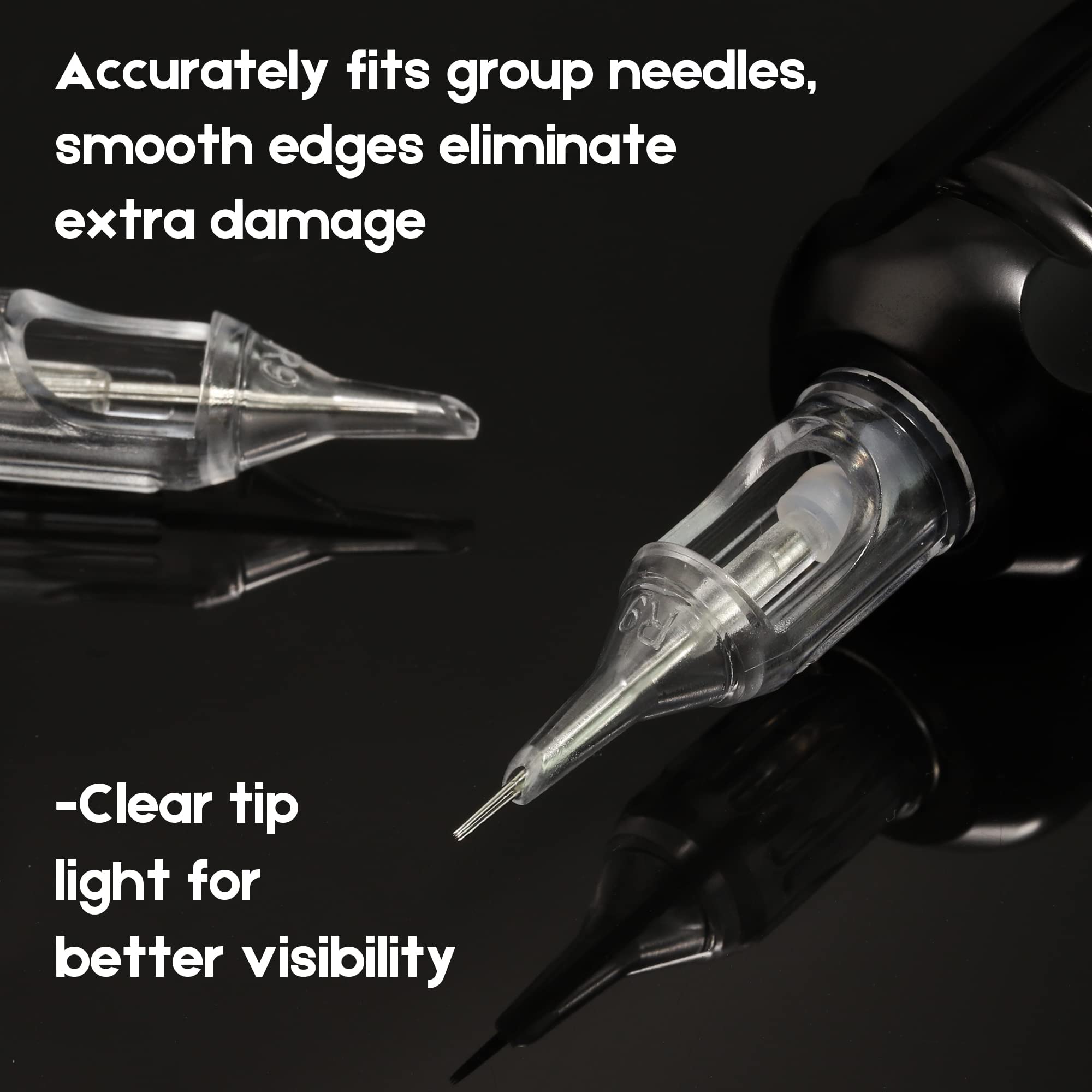Rayyl Tattoo Cartridge Nadeln Mix, 40 Stück Tattoo Cartridges Nadeln Set 3RL 3RS 5RM 5M1 Mixed Cartridge Nadeln für Tattoo Cartridge Machine Pens