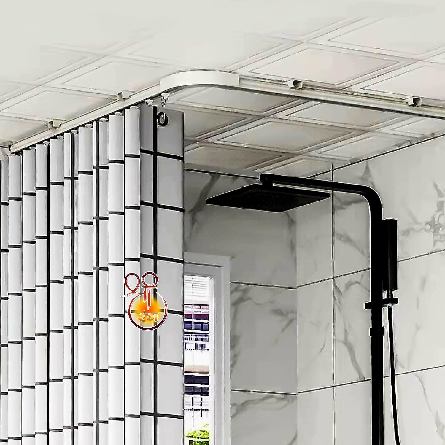 SHREERANG "L" Shaped Corner Shower Curtain Rod Curtain Track Rail For ...