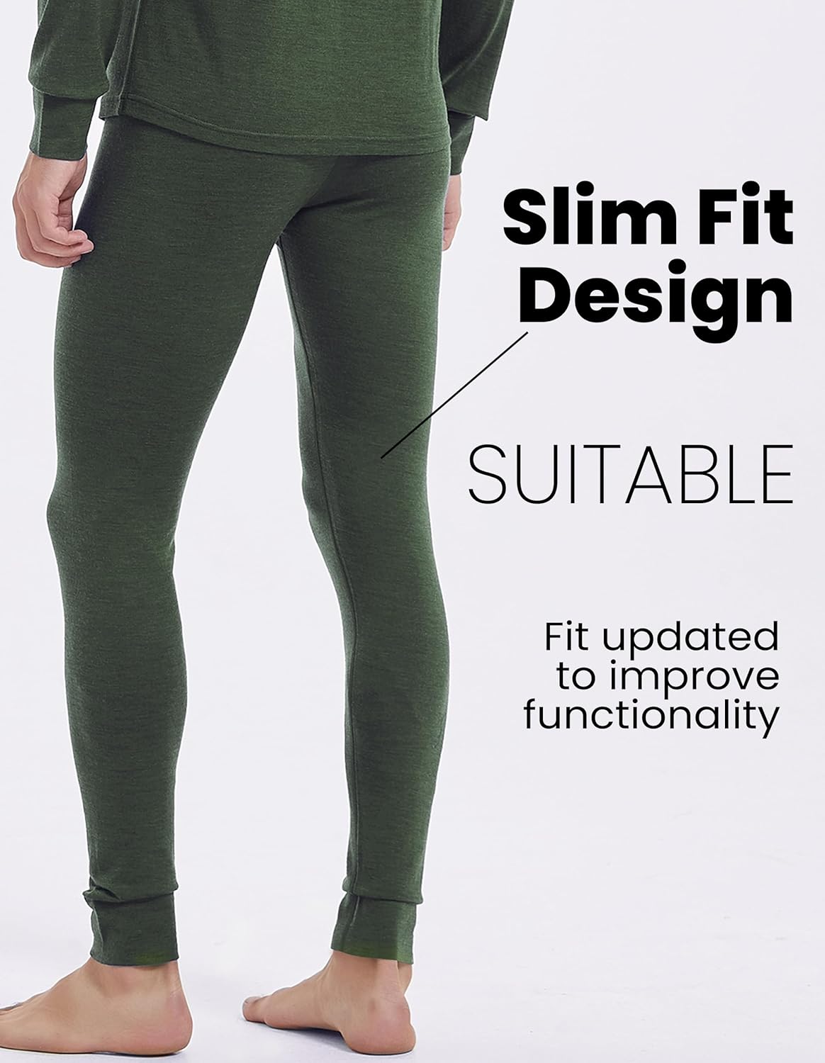 Iguana Mens 100% Merino Wool Base Layer Sets for Ski Lightweight Thermal Underwear - Image 5