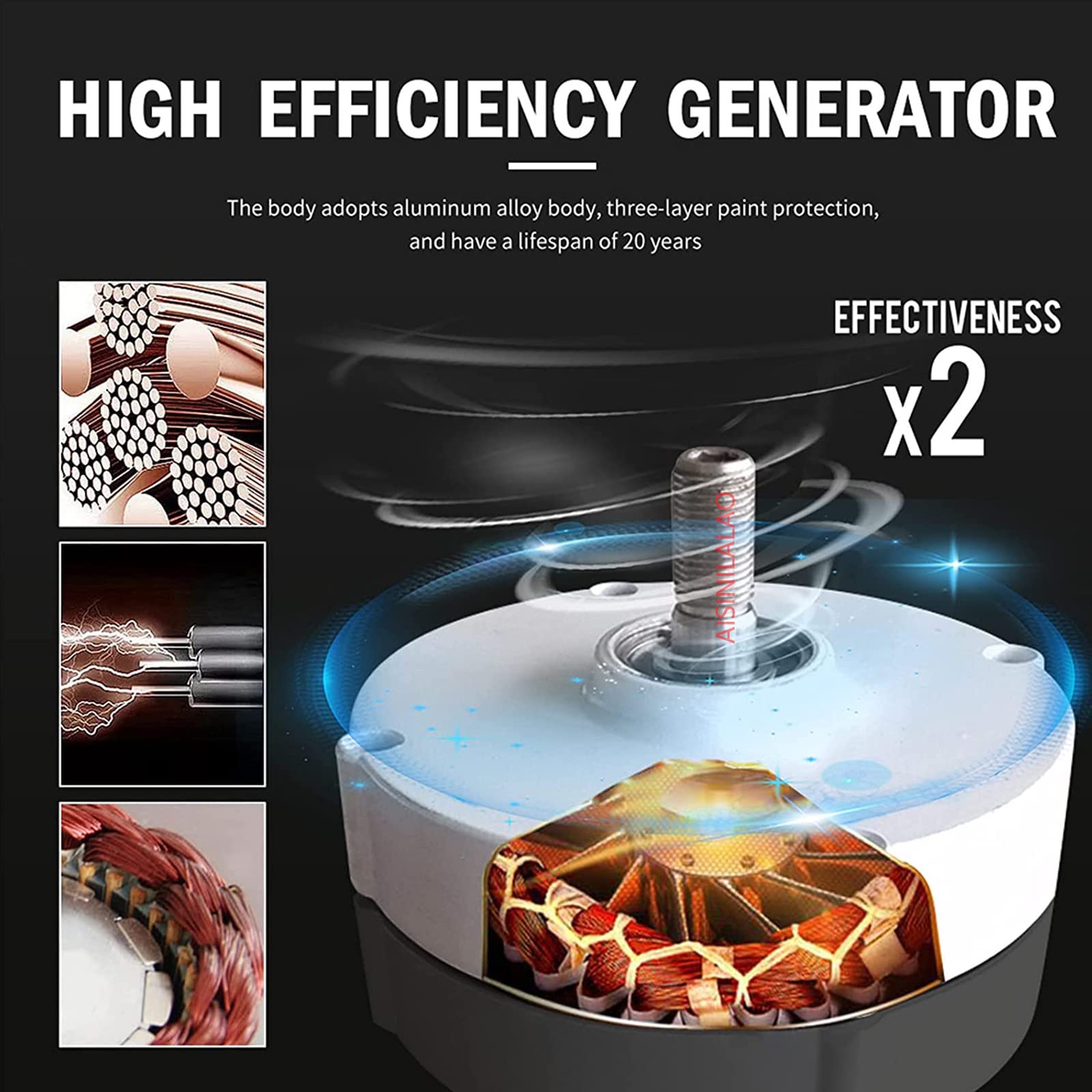 Turbina Eolica Verticale da 10000 W, Casa con Generatore di Alimentazione Efficiente Verticale del Controller 12V 24V 48V 220V per La Generazione di Energia da Giardino E Cantiere