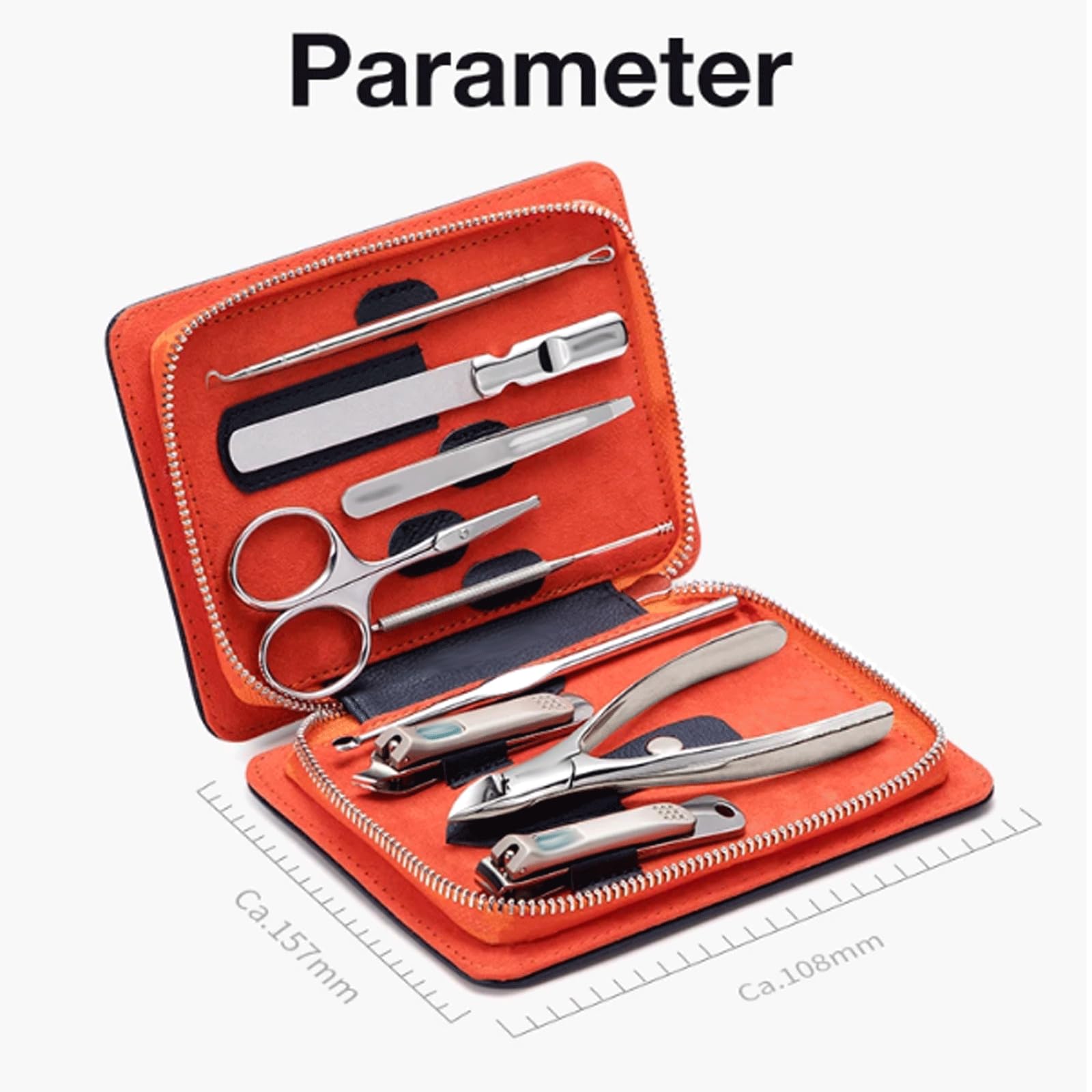 Kit de manicura de Acero Inoxidable, Herramientas Profesionales de manicura con Estuche de Cuero, Herramienta de Cuidado Personal para uñas Gruesas, 9 Uds.