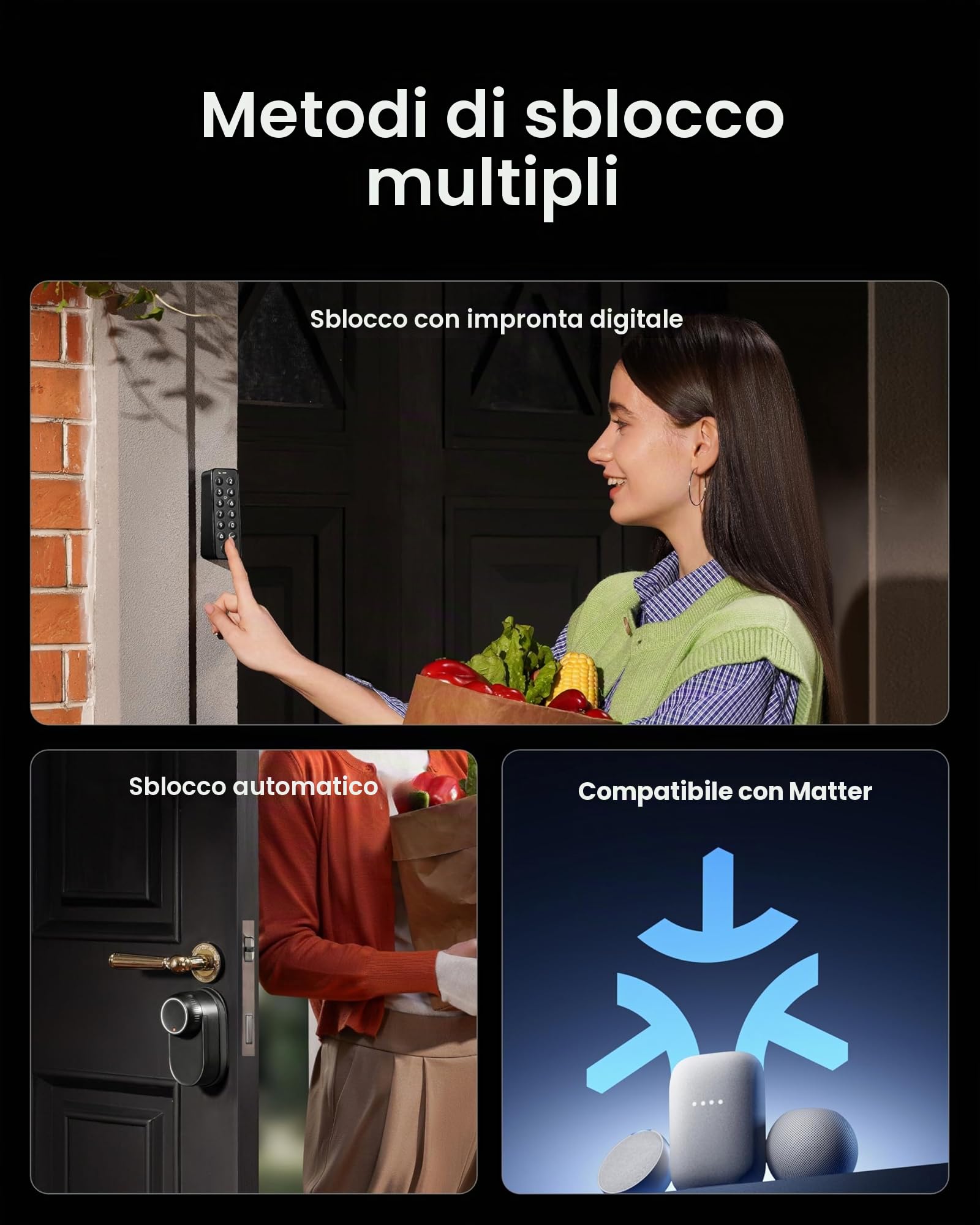 SwitchBot WLAN Smart Lock Ultra mit Videocitofono, Fingerabdruck-Entsperrung, Elektronisches Türschloss, Türöffner per Fingerprint, Passcode, Smartphone, Alexa, Google, unterstützt Matter