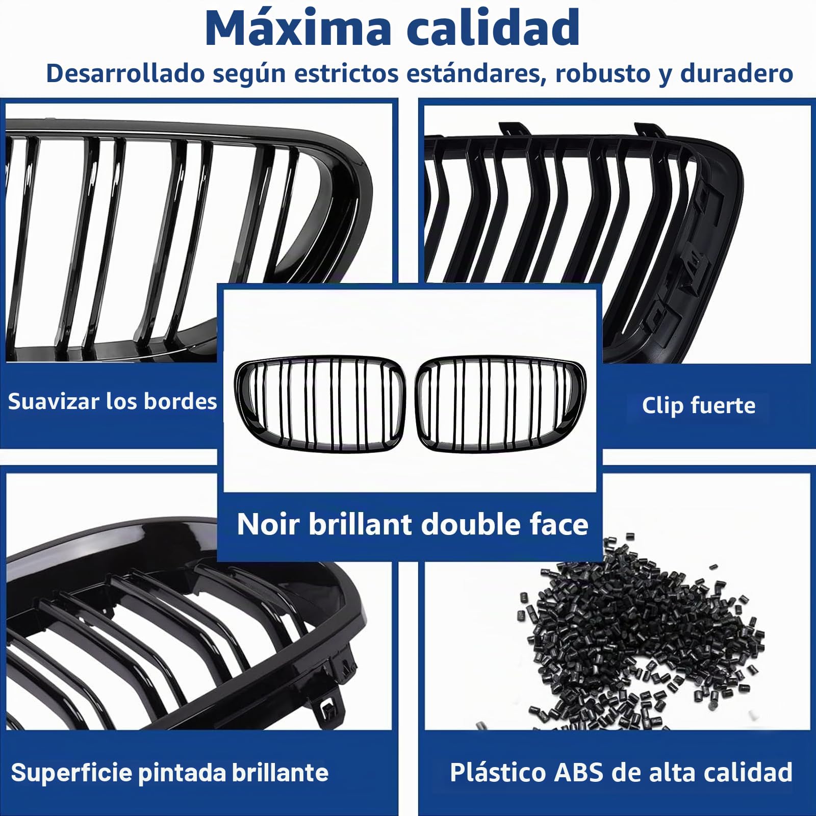 E81 E82 Rejilla de Radiador para BMW Serie 1 E81 E82 Parrilla Negro Doble Grille E87 E88 riñones Kidney Negro 2008-2011