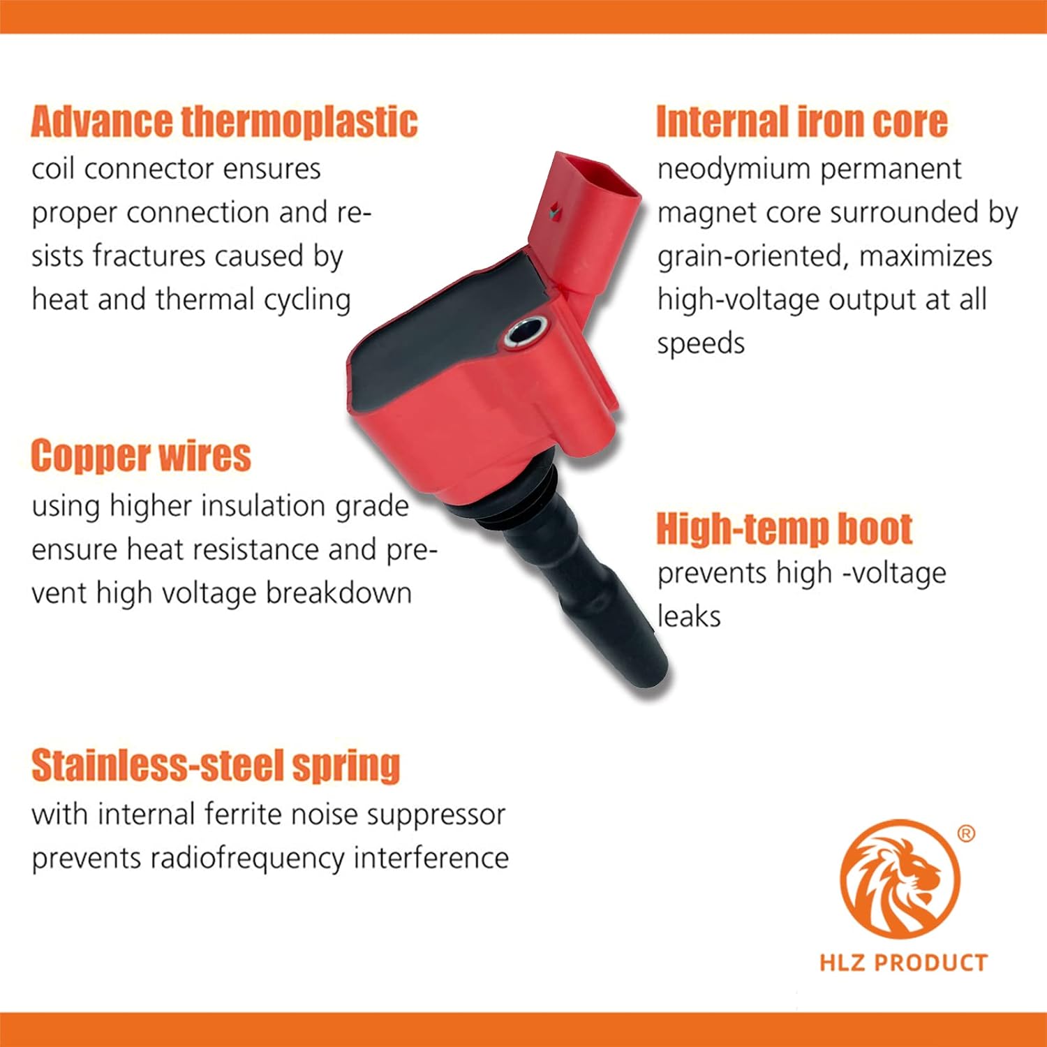 HIGH ENERGY RED TOP PERFORMANCE IGNITION COILS 04E905110D 04C905110B UF718 UF-718 COMPATIBLE WITH AUDI A3 Q2 VOLKSWAGEN GOLF JETTA 1.4T L4 EA211