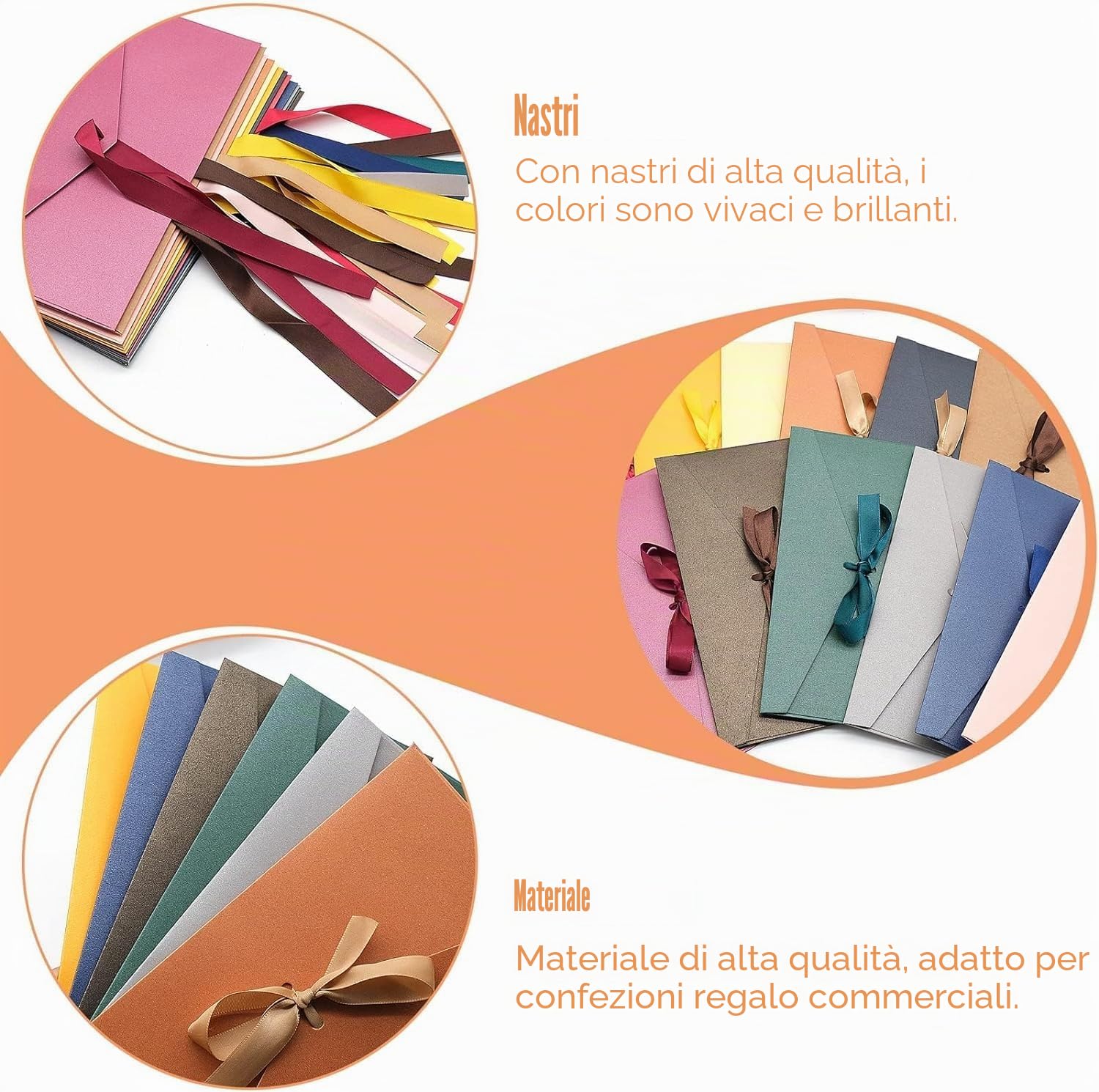 Buste Lettere Kraft Colorate 22×10,8 cm con Nastri per Inviti Matrimonio