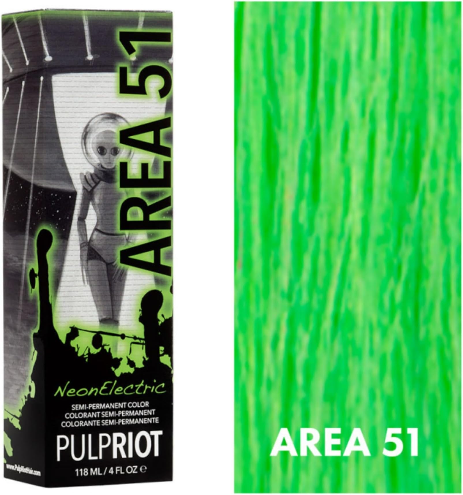 Amazon.com : Pulp Riot Semi-Permanent Neon Hair Color 4oz- Area 51 ...