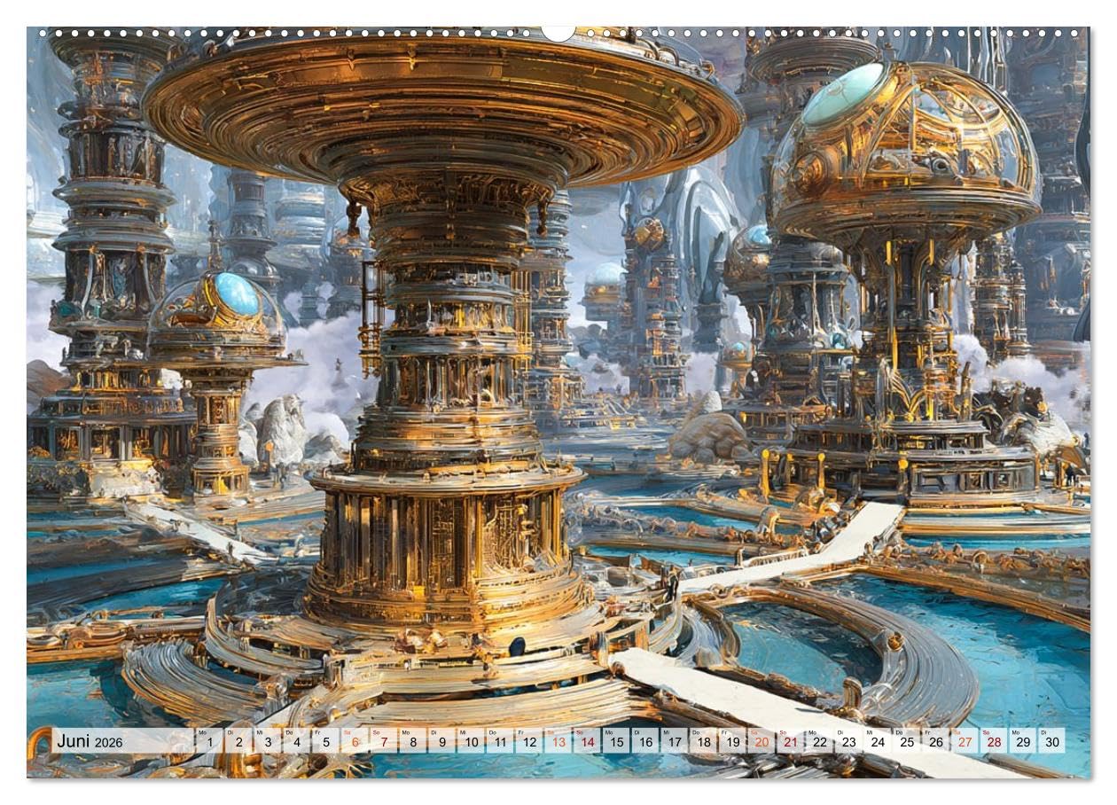 Fantasie Welten - Science Fiction (hochwertiger Premium Wandkalender 2026 DIN A2 quer), Kunstdruck in Hochglanz: Fantastische Zukunftswelten zum Träumen und Inspirieren. (CALVENDO Technologie)