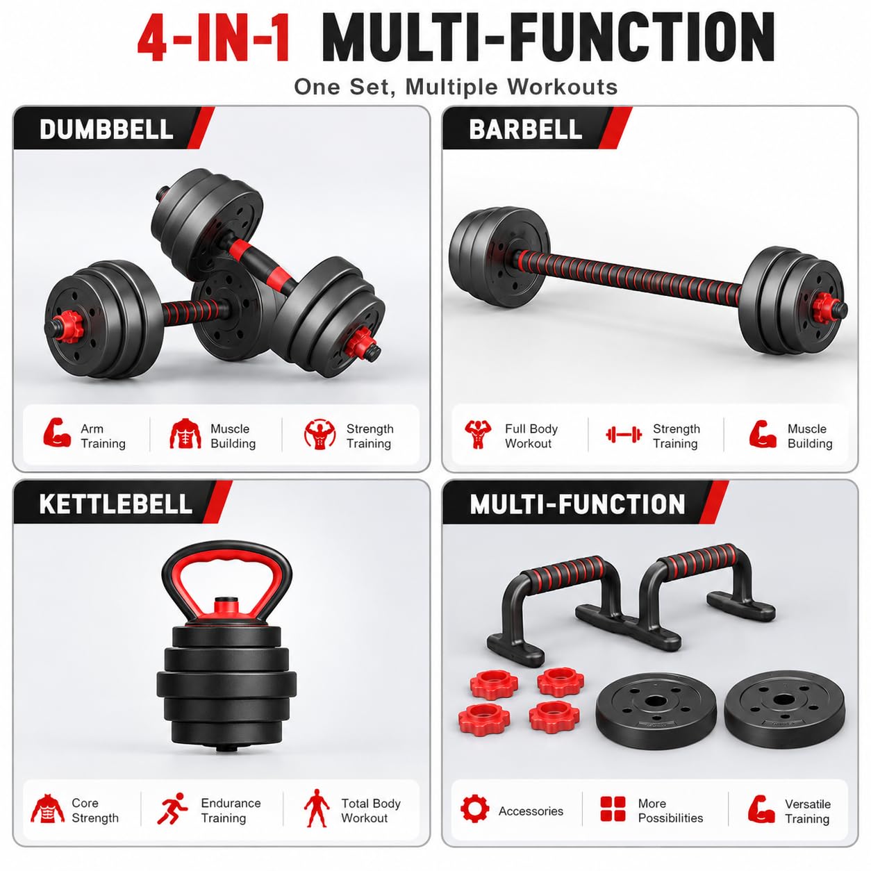 10 kg regulowany zestaw do treningu siłowego, 2 w 1, z płytkami obciążającymi, drążkami typu hantle, kołnierzem spinlock i pianką, domowy sprzęt fitness do treningu siłowego